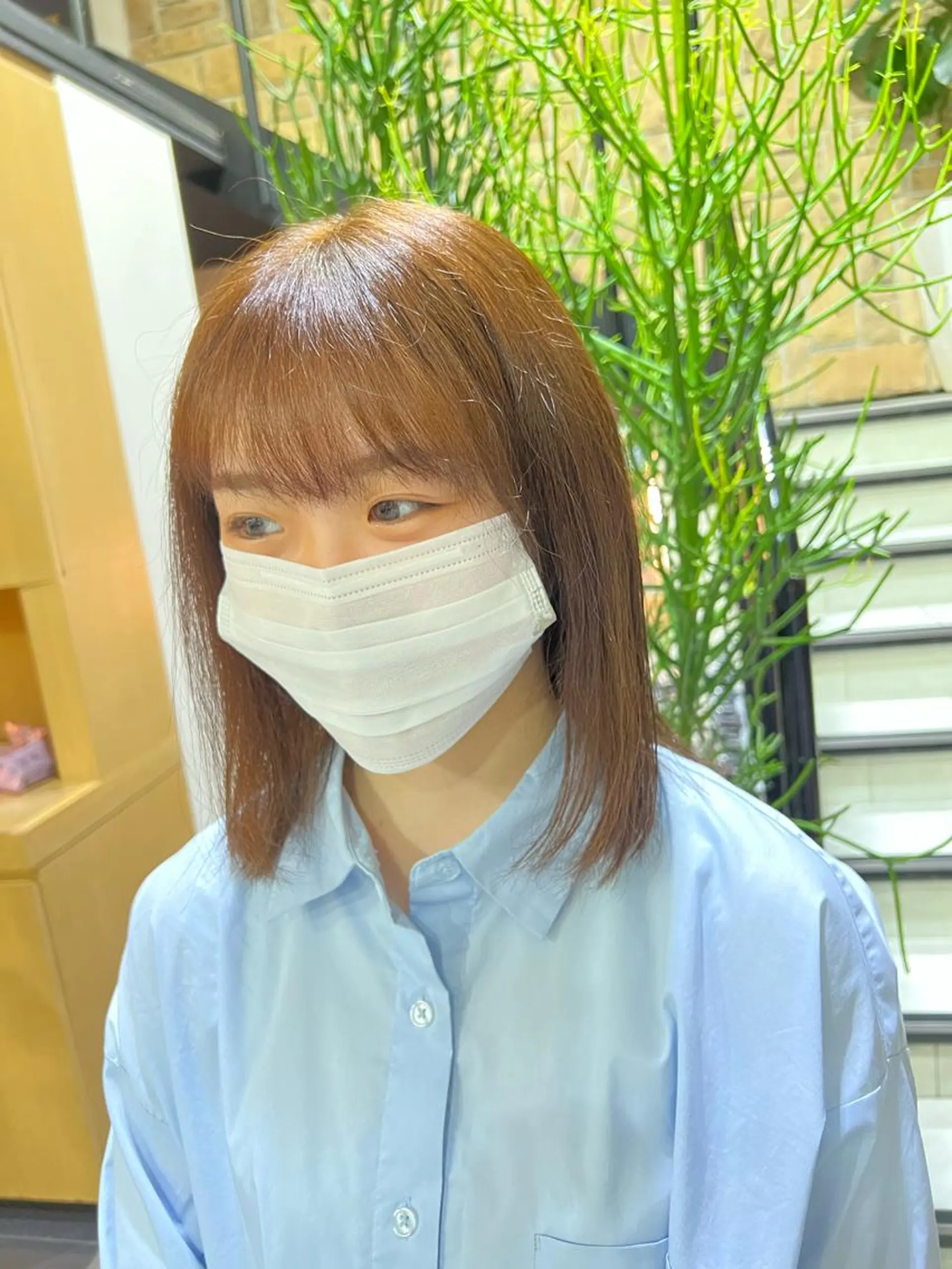 ショート カラー ヘアアレンジ ベージュカラー ミルクティーベージュ チャンモリパーマ/韓 国/Minami🦋のヘアスタイル