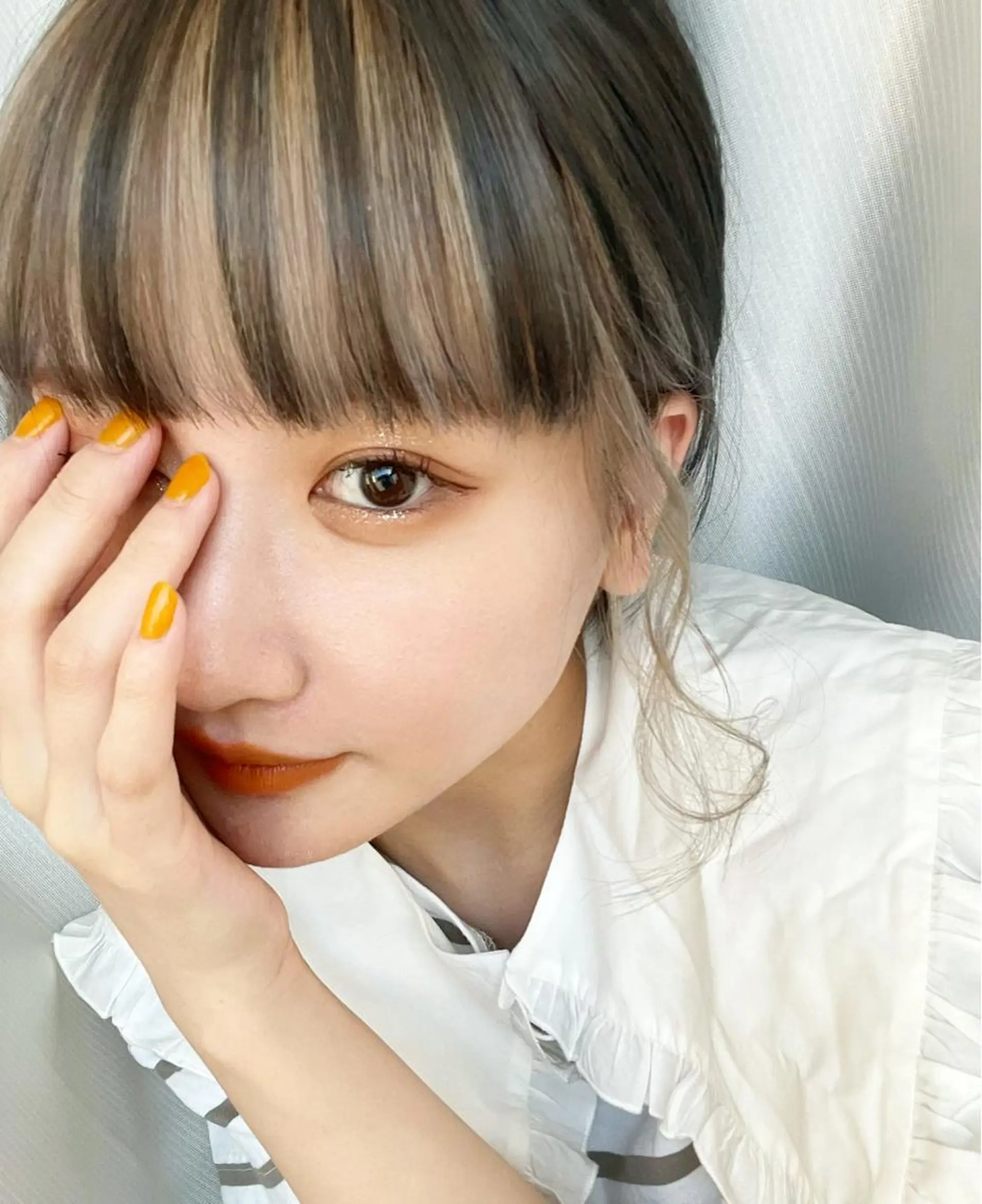 ミディアム カラー ミストバング ベージュカラー  フェイスフレーミング 韓国ヘア/艶カラー /田中悠佑のヘアスタイル