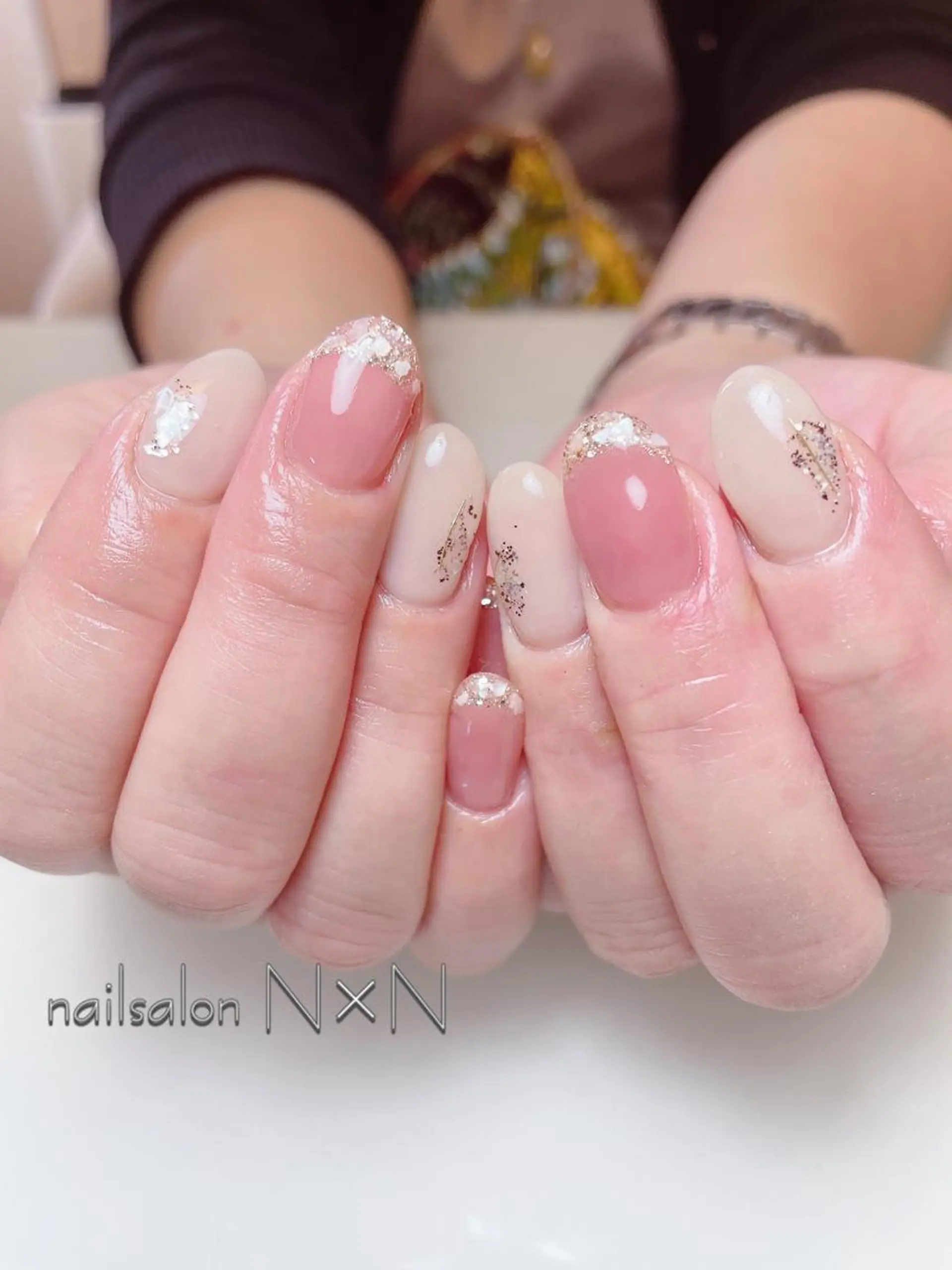 ネイル ニュアンスネイル オフィスネイル ピンク ぷっくりネイル 赤色 nail salon N×Nのネイルデザイン
