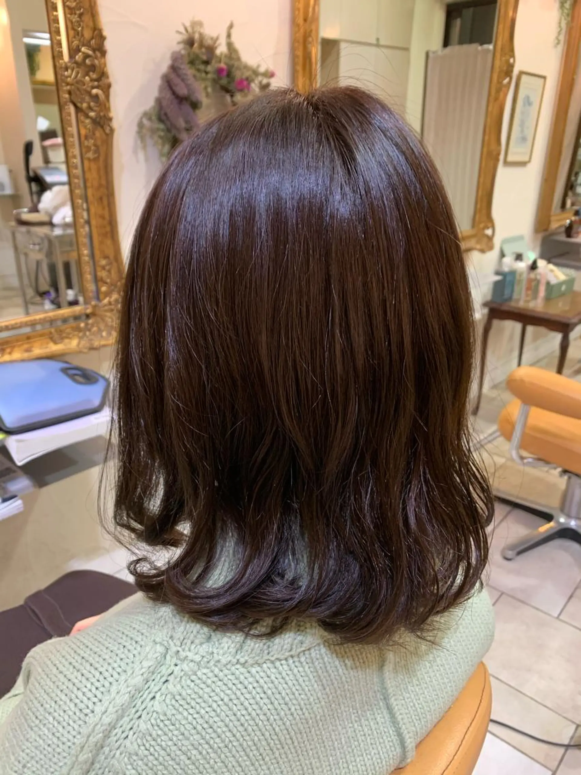ミディアム パーマ ミディアムパーマ ラベンダーブラウン デジタルパーマ 立石 タテイシのヘアスタイル