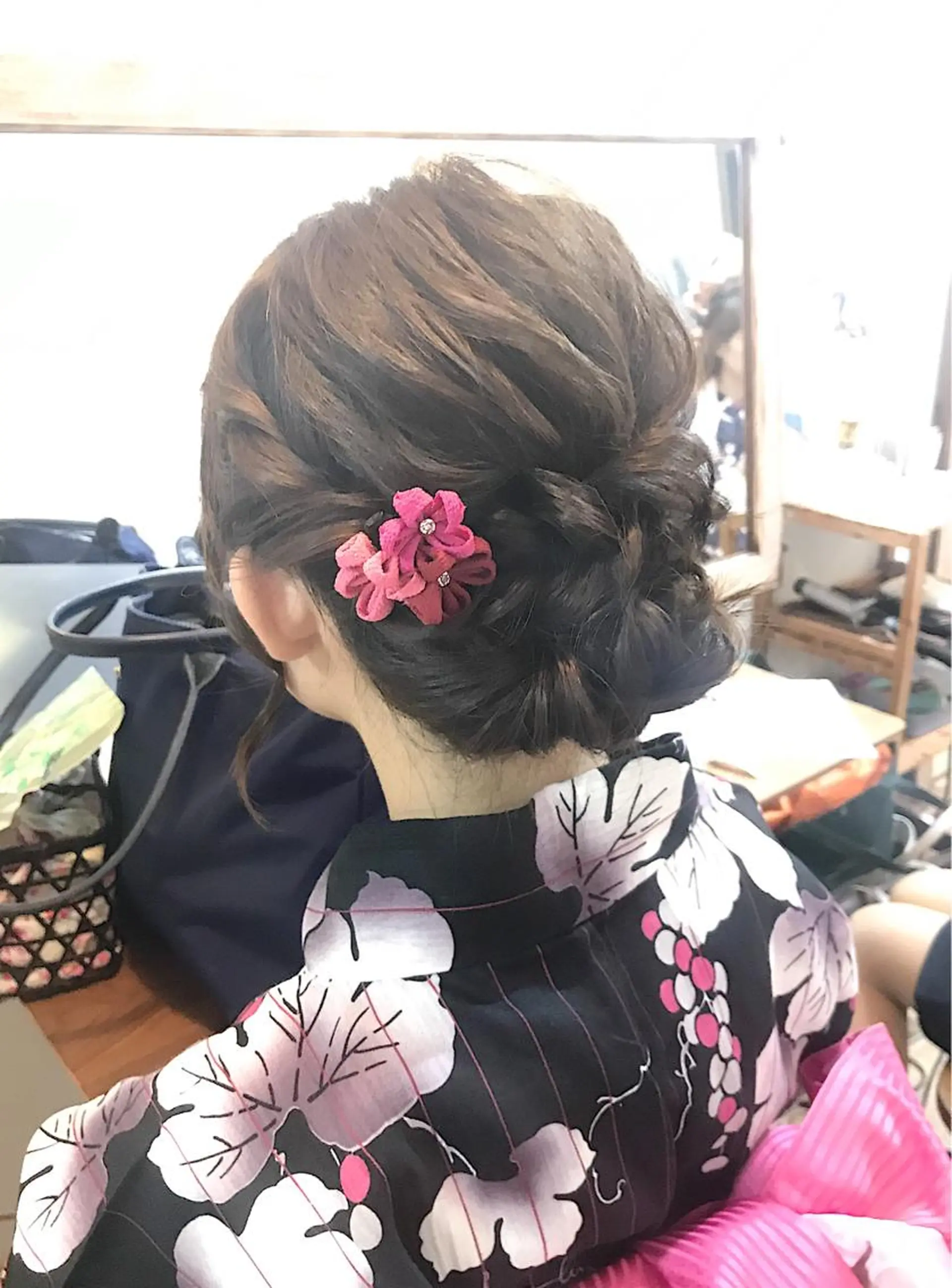 セミロング ヘアアレンジ 浴衣 早朝✨ヘアセット 着付け/清水玲歌のヘアスタイル