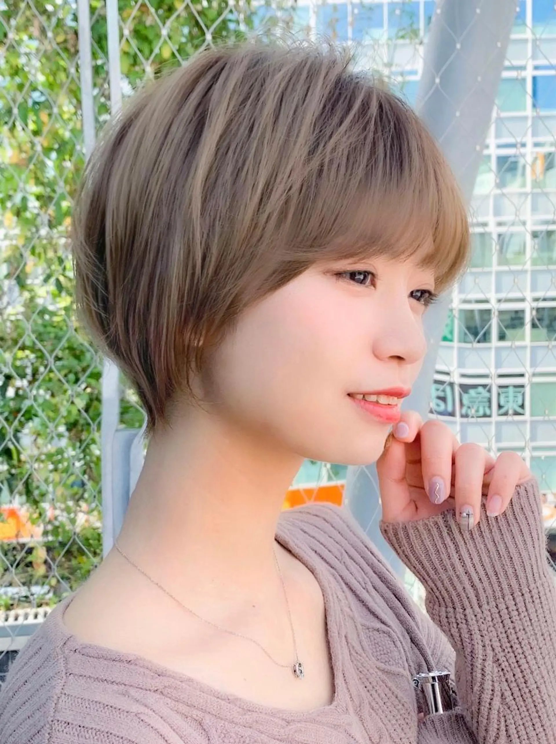ショート ショートヘア くすみカラー、大場猛のヘアスタイル