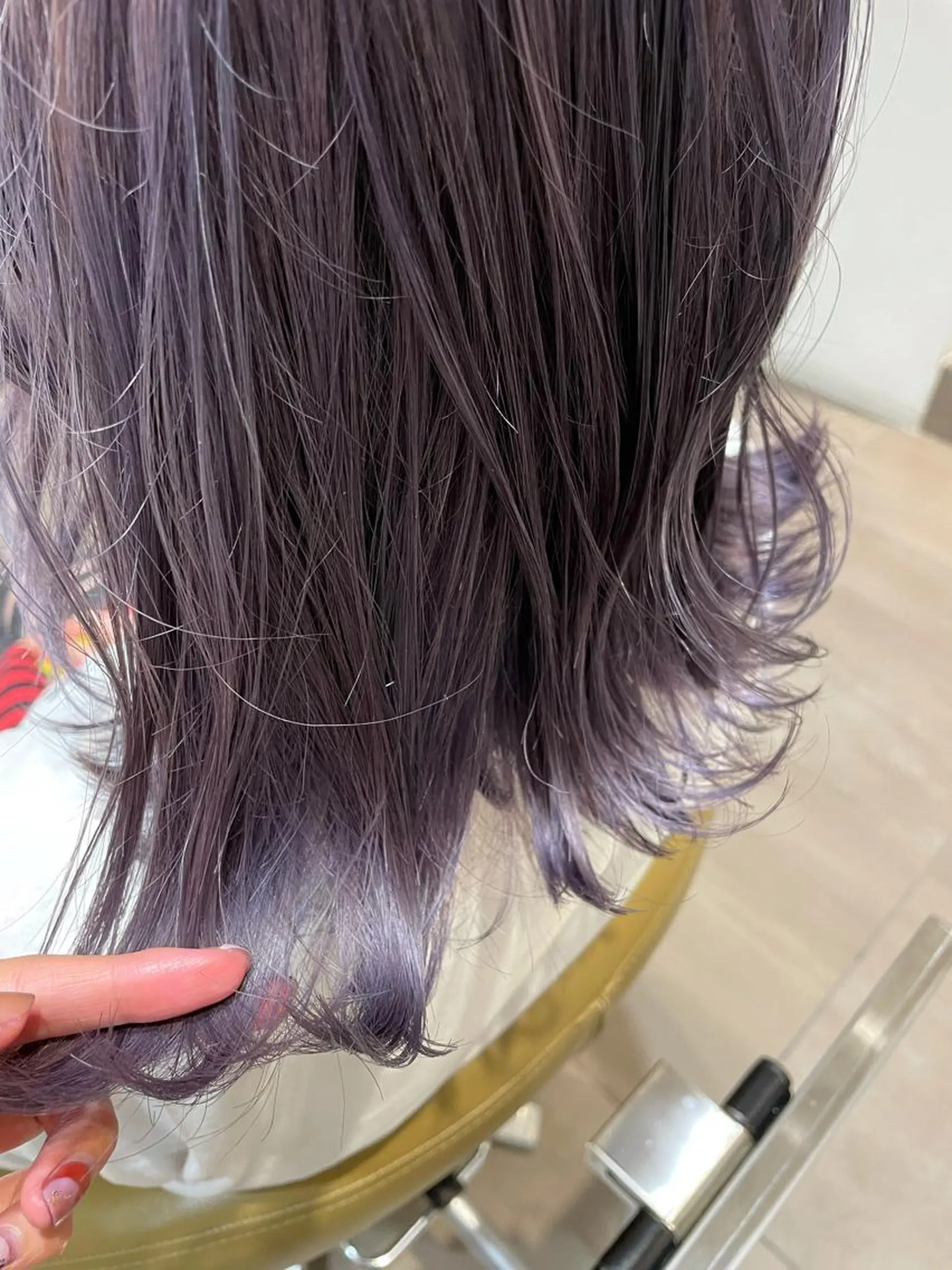 ミディアム カラー ブリーチ ラベンダーカラー ヘアカラー トリートメント 透明感/ベージュ/ 艶髪/ボブ🫧門脇由のヘアスタイル