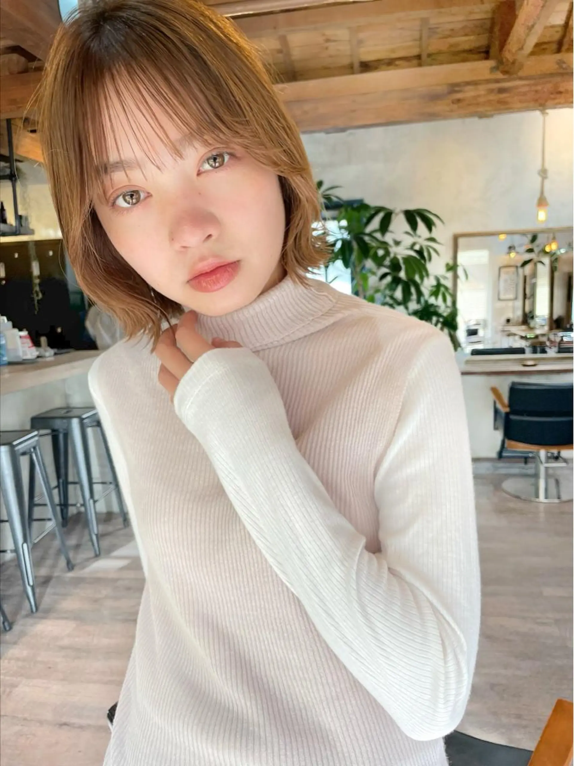 ショート カラー カット トリートメント 結べるレイヤーボブ くびれLady表参道のヘアスタイル