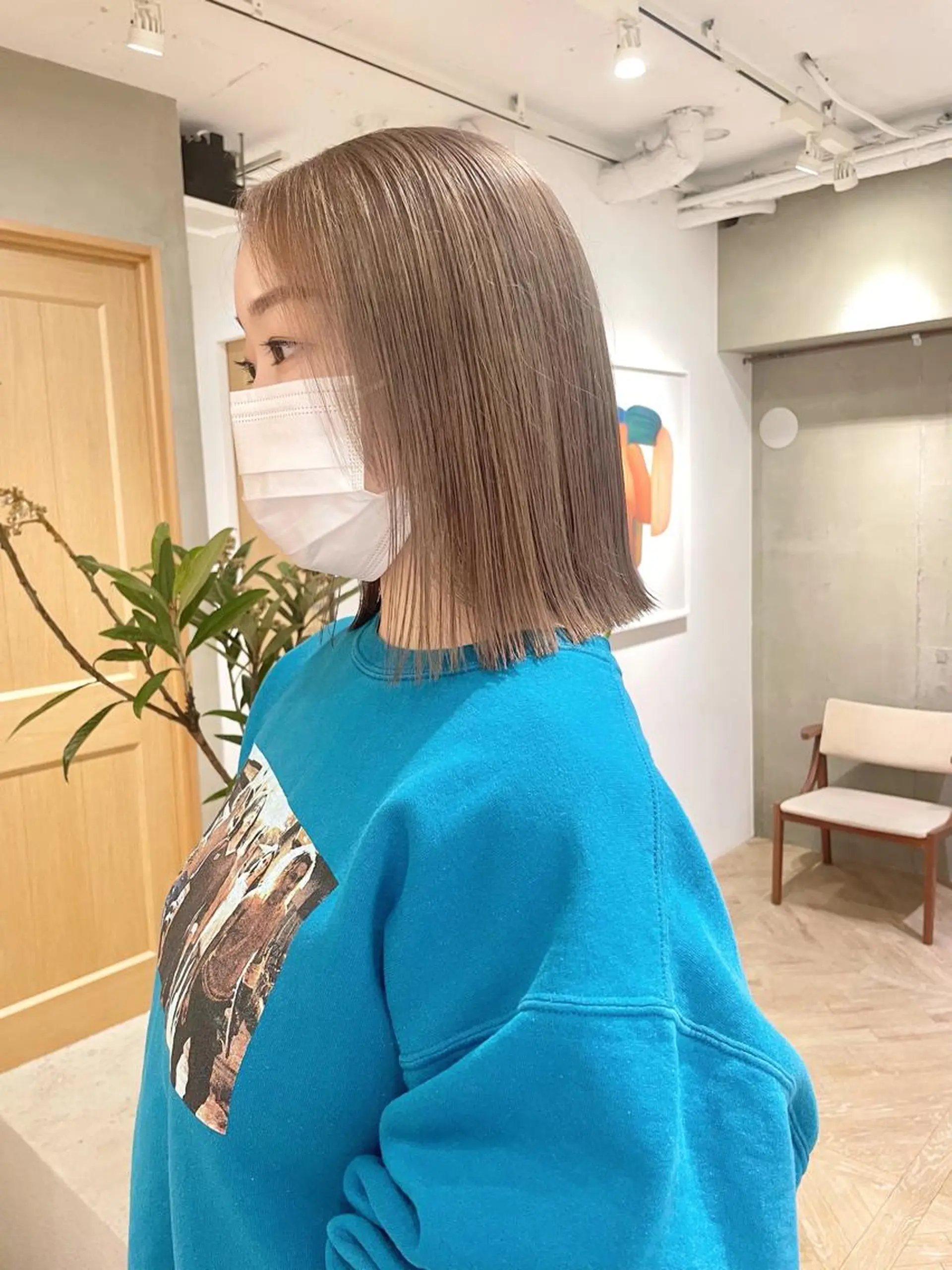 ミディアム カラー アッシュ ブリーチ ケアブリーチ ダブルカラー イヤリングカラー ヘアカラー トリートメント ボブ/レイヤー 🌟梅田盛一🌟のヘアスタイル