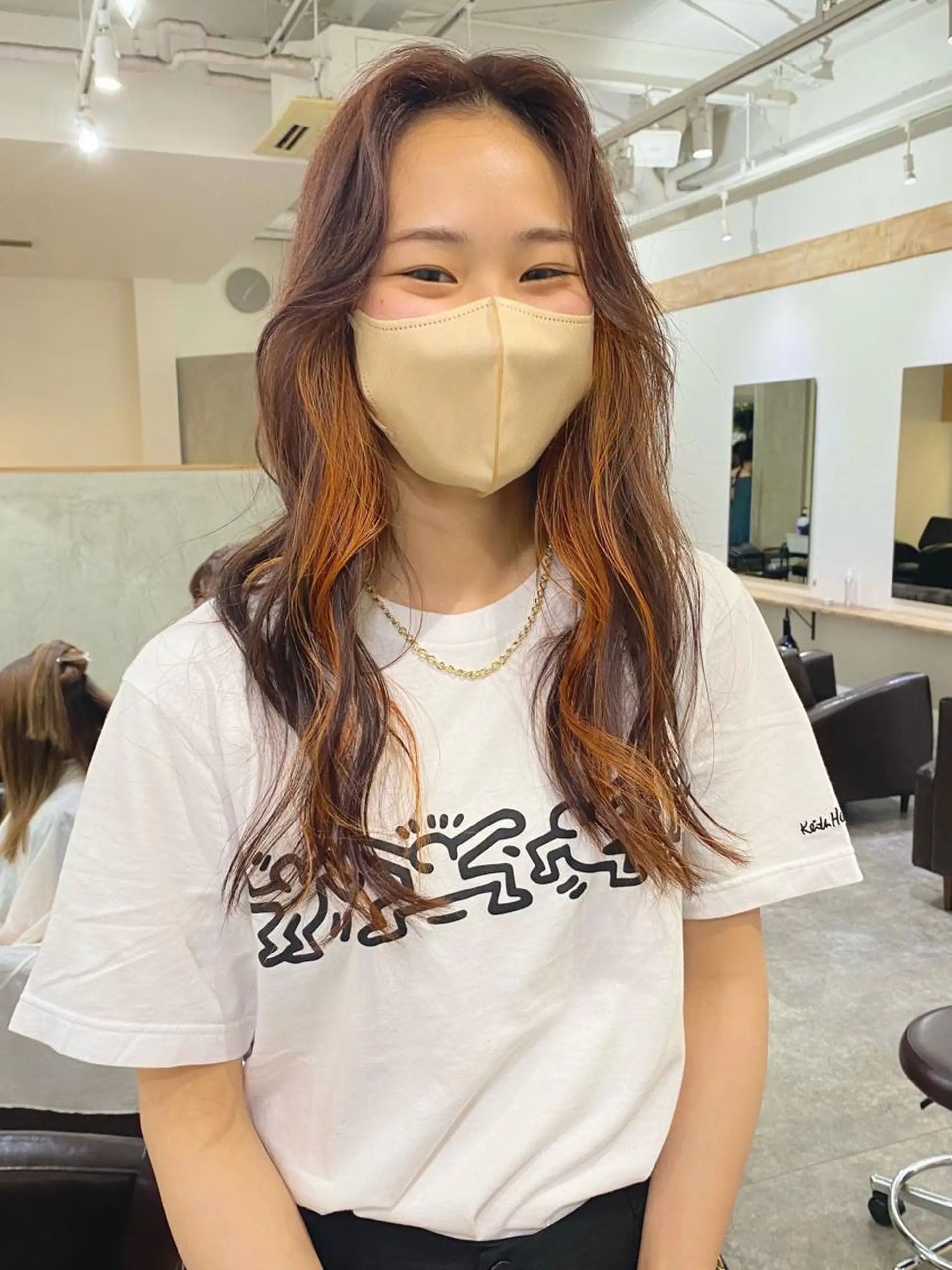 セミロング カラー ブラウンカラー オレンジ オレンジブラウン カット ヘアカラー トリートメント 森貴裕/ベージュ/ パーマ/オリーブのヘアスタイル