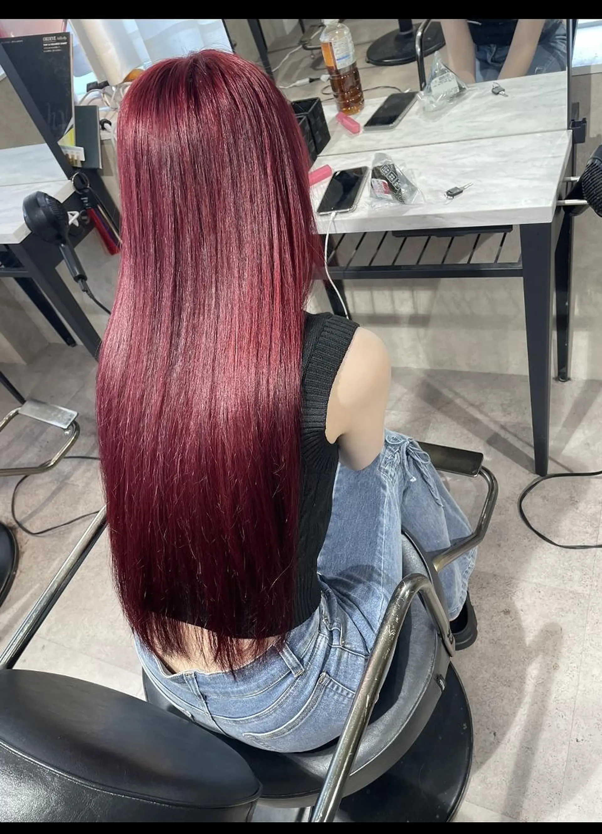 ロング カラー ヘアアレンジ レッドカラー Selene hair OSAKAのヘアスタイル