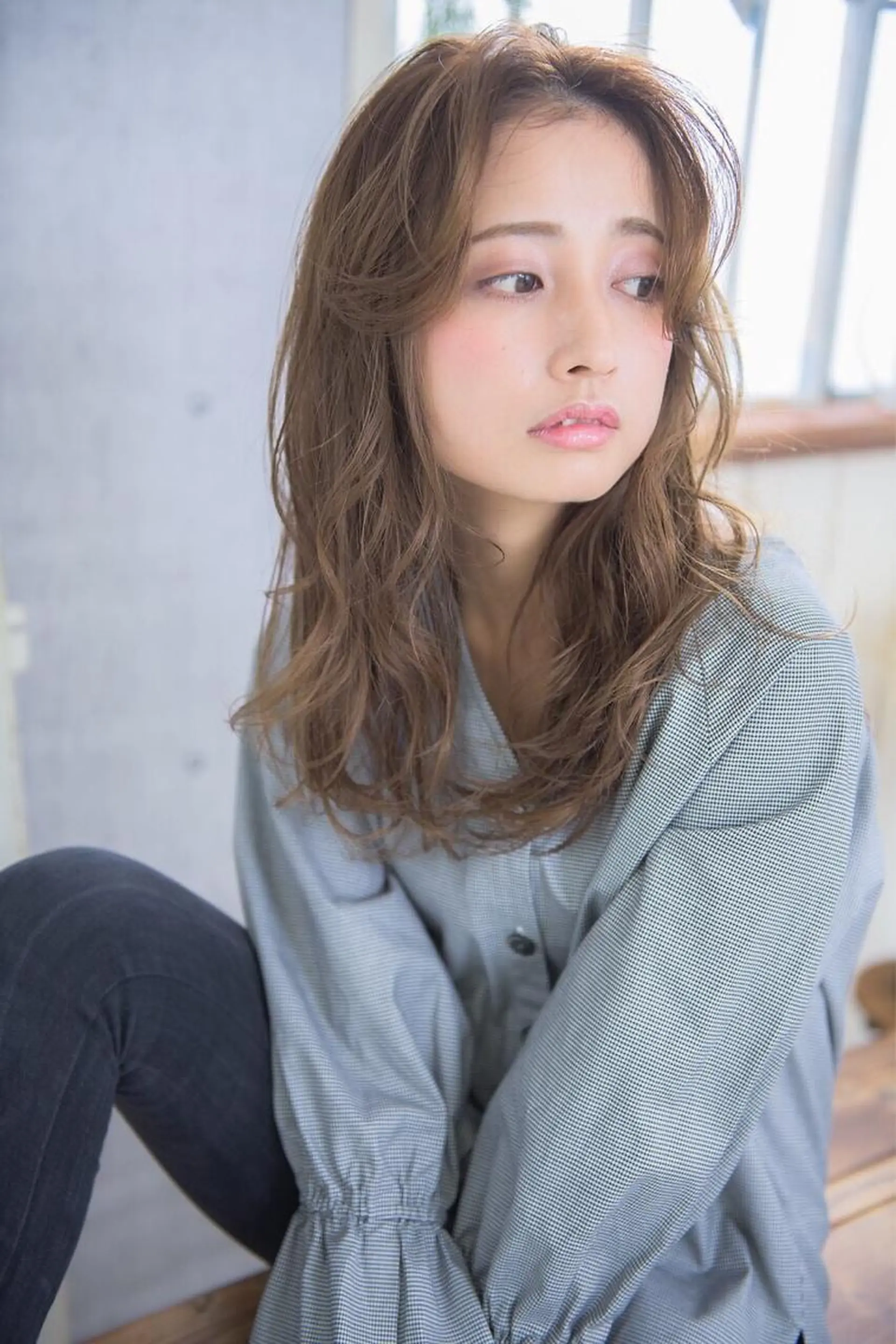 ロング パーマ ニュアンスパーマ ぱつっとボブ/ 小野あかねのヘアスタイル