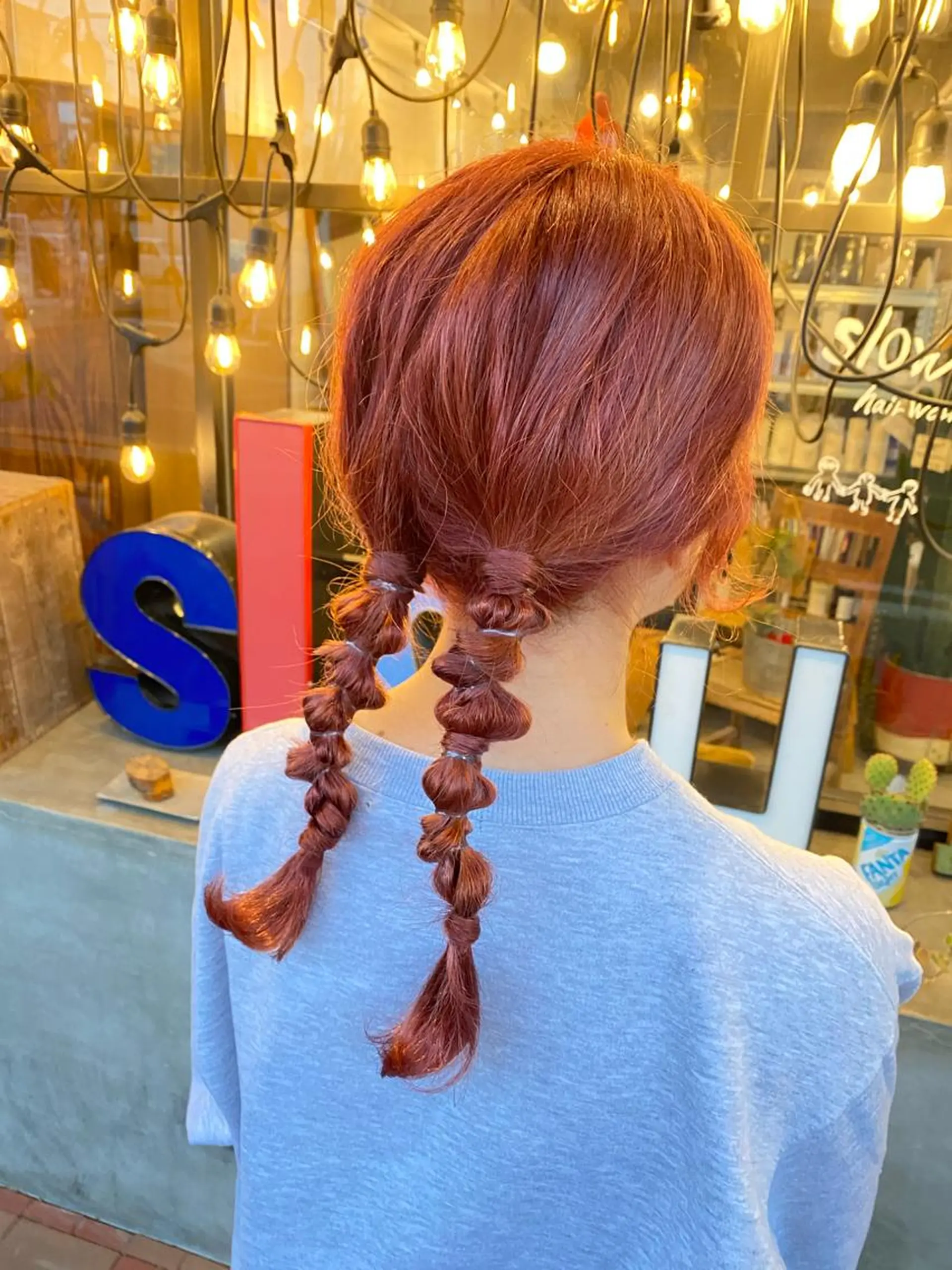 ロング カラー ブリーチ オレンジ オレンジピンク ピンクカラー slow✂︎ 矢野芹奈のヘアスタイル