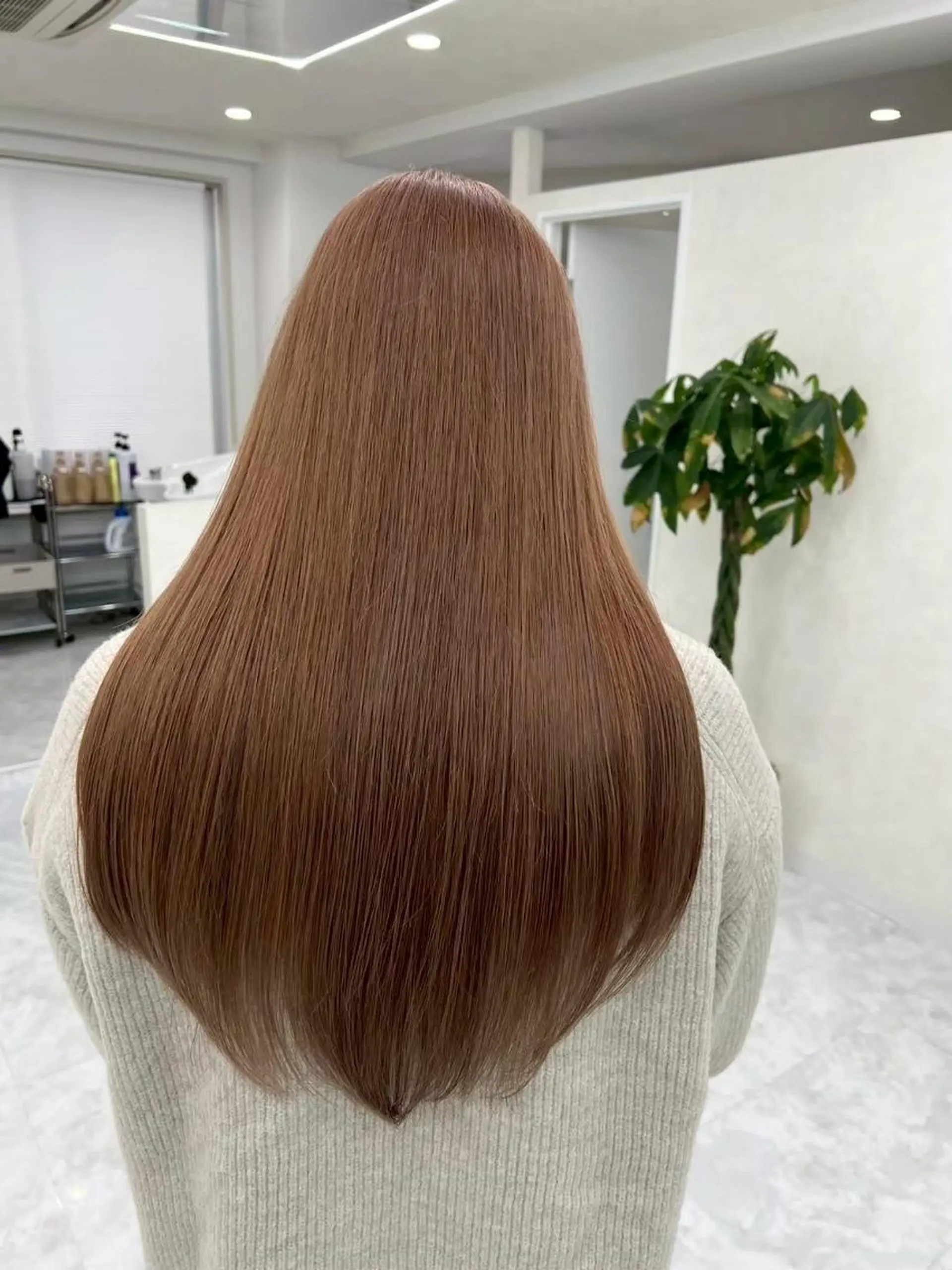 ロング カラー アディクシーカラー アッシュ バレイヤージュ ベージュカラー ブルーカラー 髪質改善ストレート髪 質改善カラー特化中崎のヘアスタイル