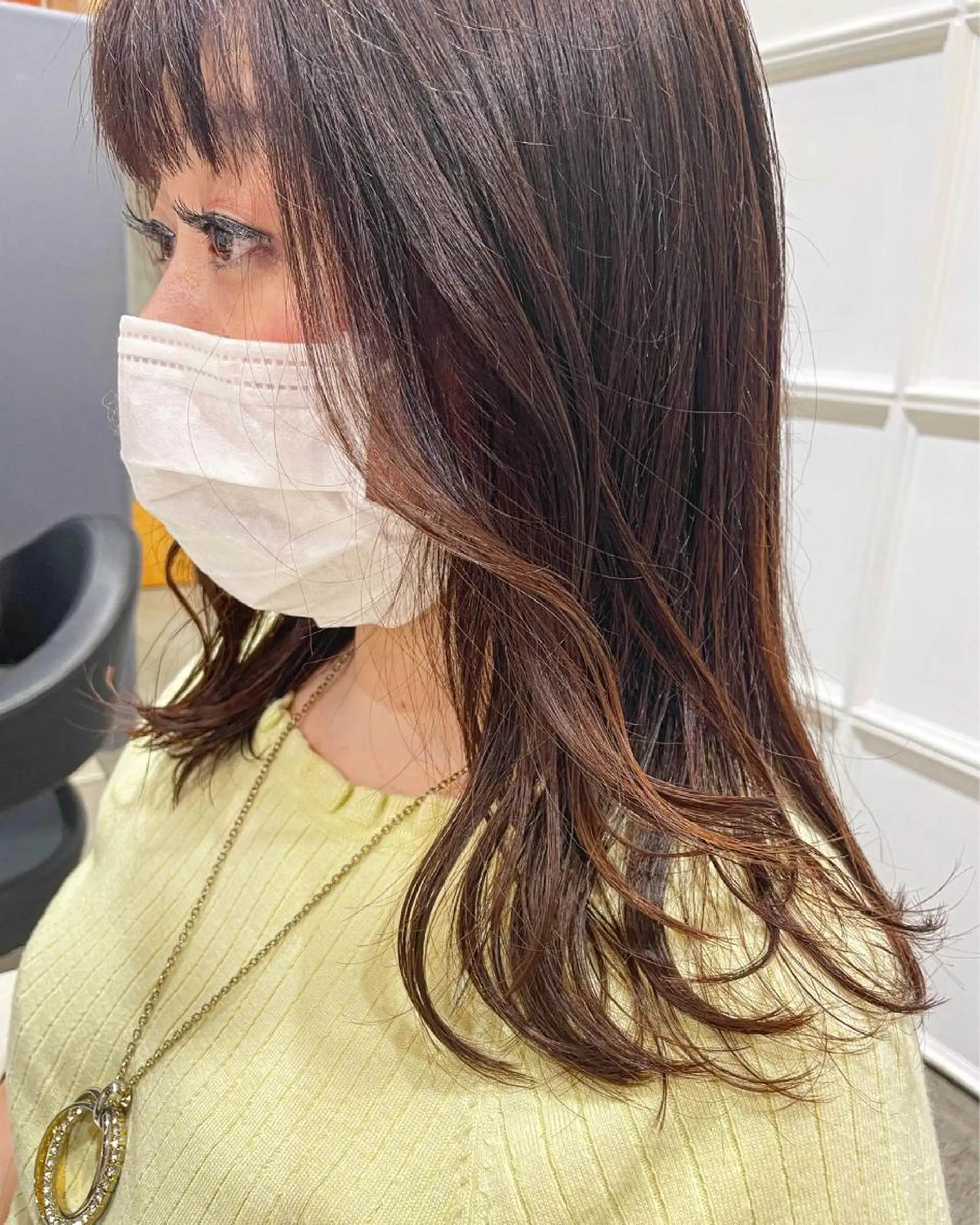 セミロング レイヤーカット 髪質改善カラー&TR 縮毛矯正/弱酸性矯正のヘアスタイル
