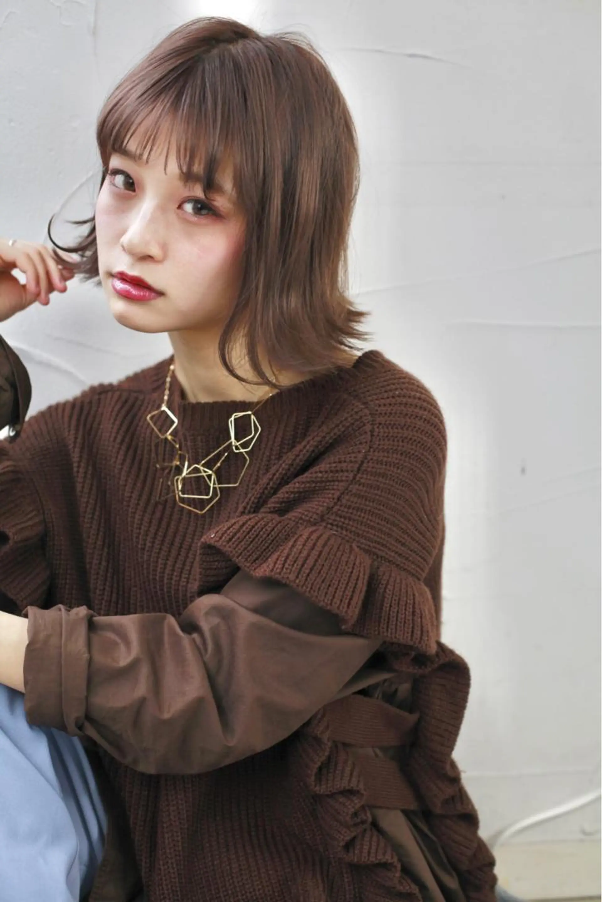 ミディアム 外ハネヘア カット ヘアカラー トリートメント 四ッ家 裕【店長】のヘアスタイル