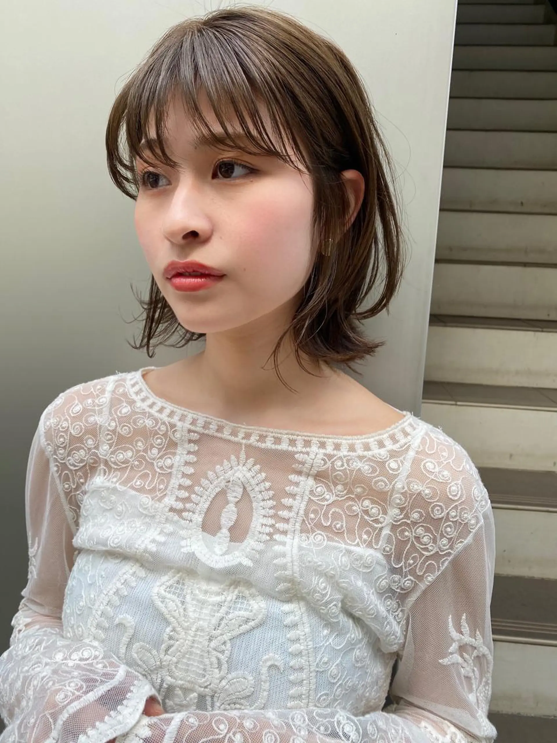 ショート カラー アッシュ ベージュカラー ボブ くびれヘア ヘアカラー トリートメント 艶カラー/似合わせ 💖Emmy💖のヘアスタイル