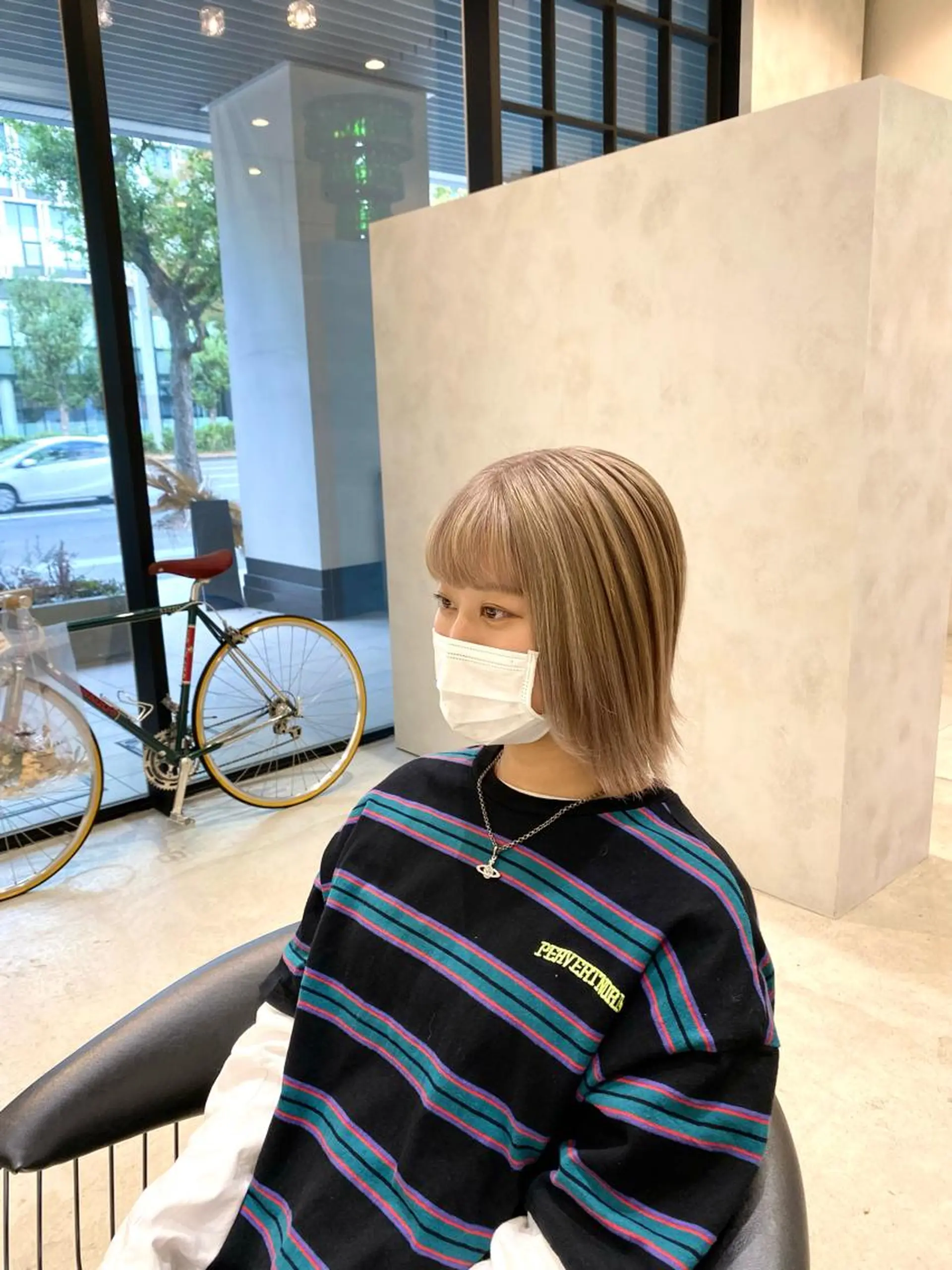 ミディアム カラー KEIGO/パーマ ハイトーン/DEANのヘアスタイル