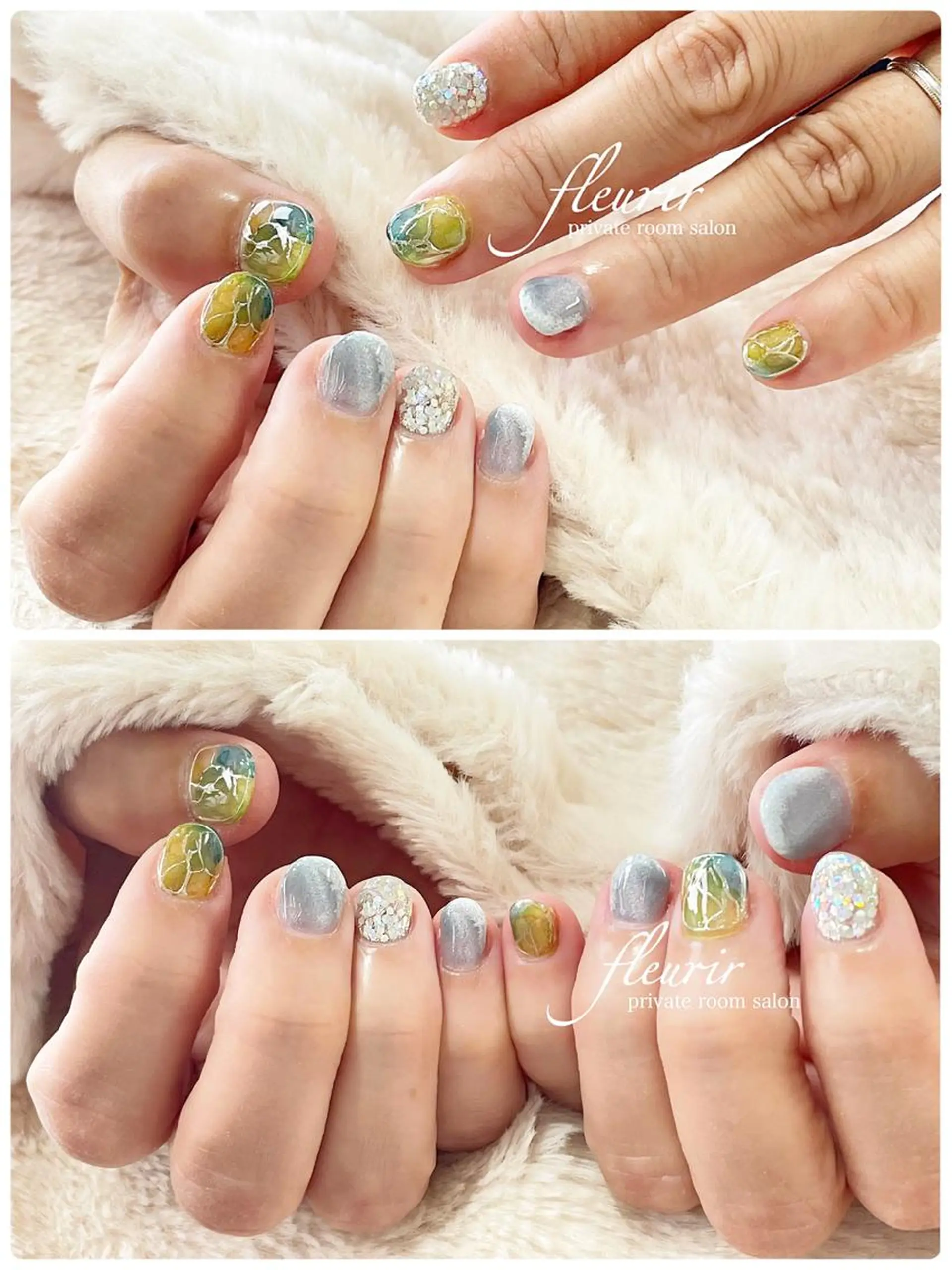 ネイル ラメ(グリッター) ワンカラーネイル フルリール 【プライベートサロンのネイルデザイン