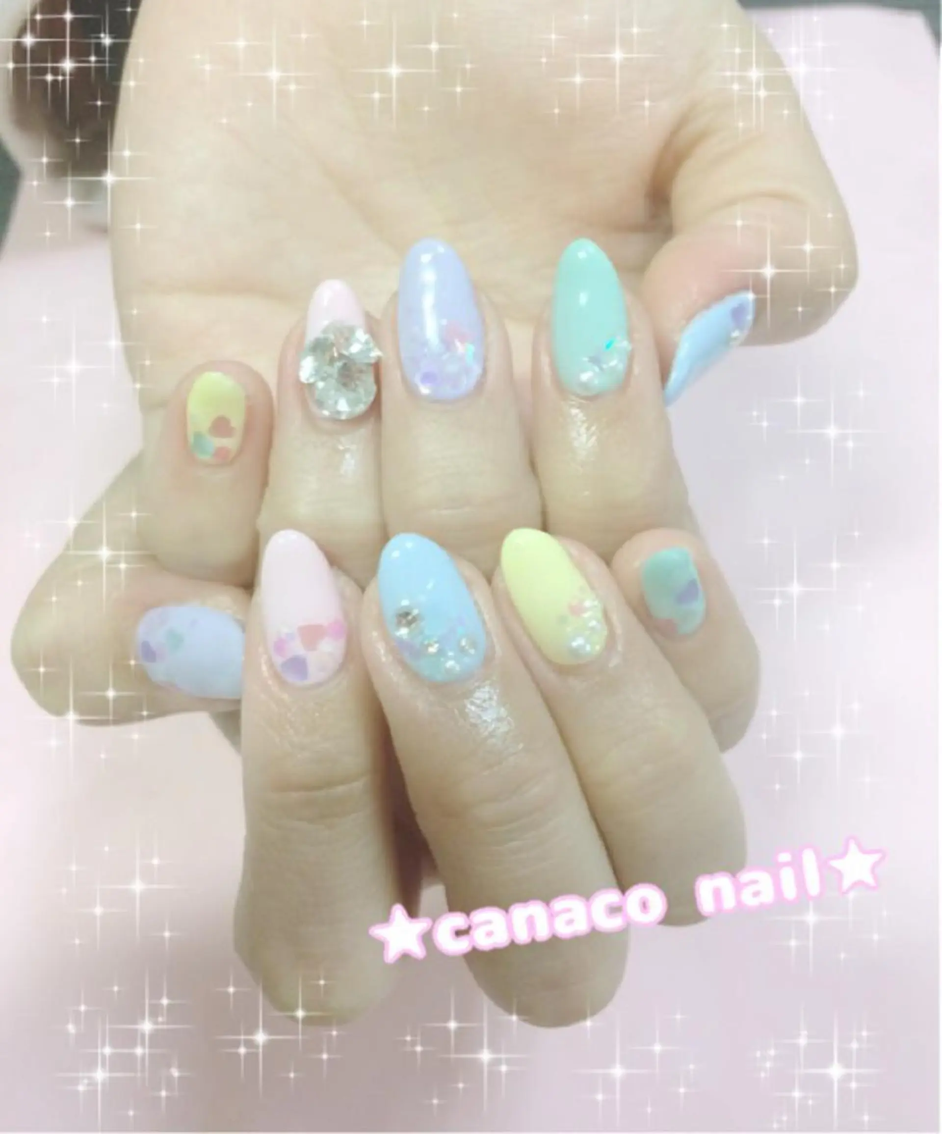 ネイル アートネイル ストーンネイル ハンドネイル ハンドケア ベテランネイル cnc  nailのネイルデザイン