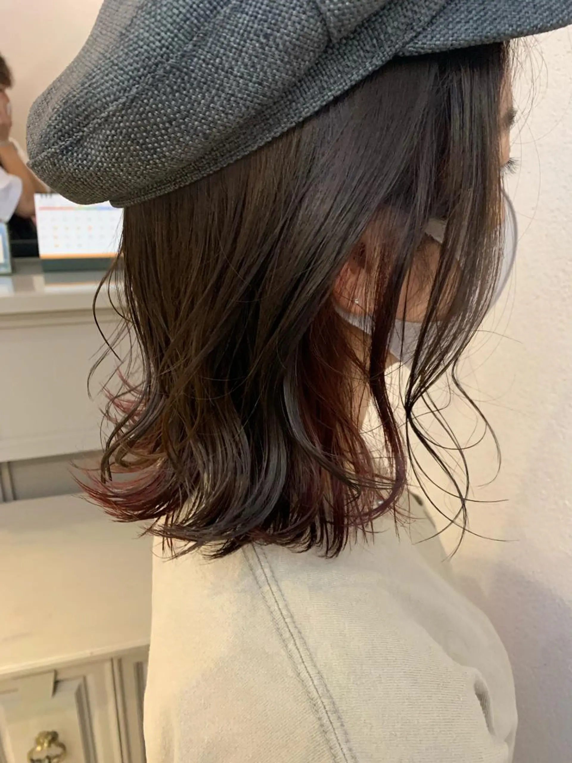 ミディアム カラー ベージュカラー カシス ピンクカラー 柔らかいヘア/ 東徳嶺 みくのヘアスタイル