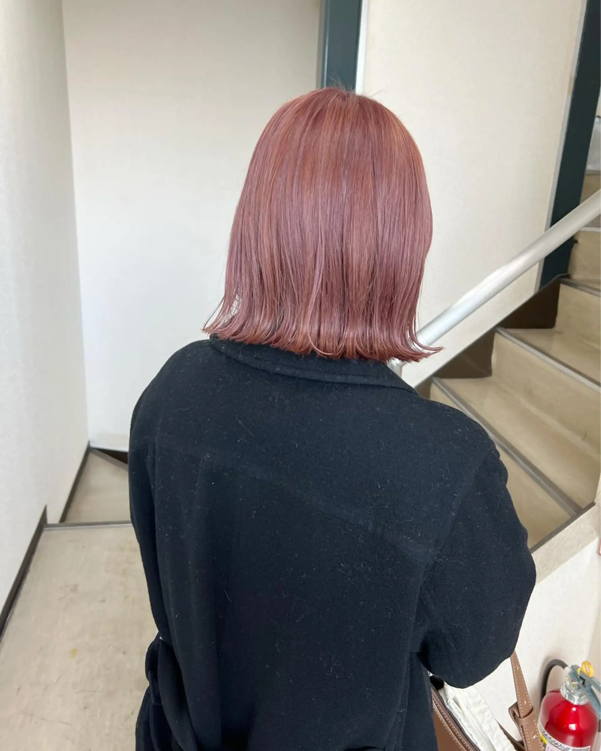 ミディアム カラー ベージュカラー ピンクカラー ピンクベージュ ボブ 外ハネヘア 水野 雪 /パーマ/暖色カラーのヘアスタイル