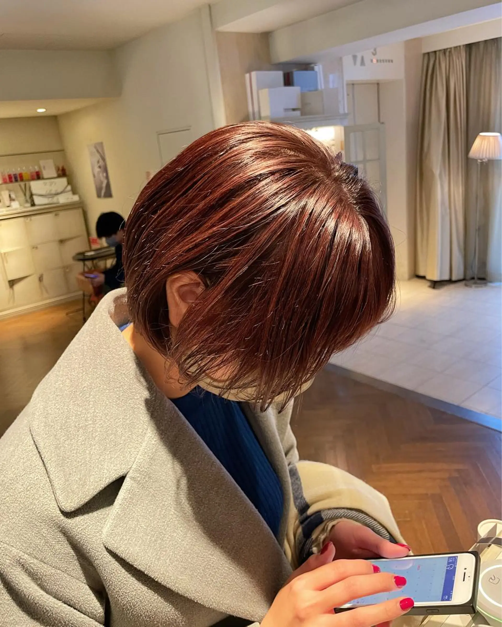 ショート カラー ブリーチ ブリーチなしカラー ピンクカラー バイオレットカラー ボブ/パーマ 古家 佑真のヘアスタイル