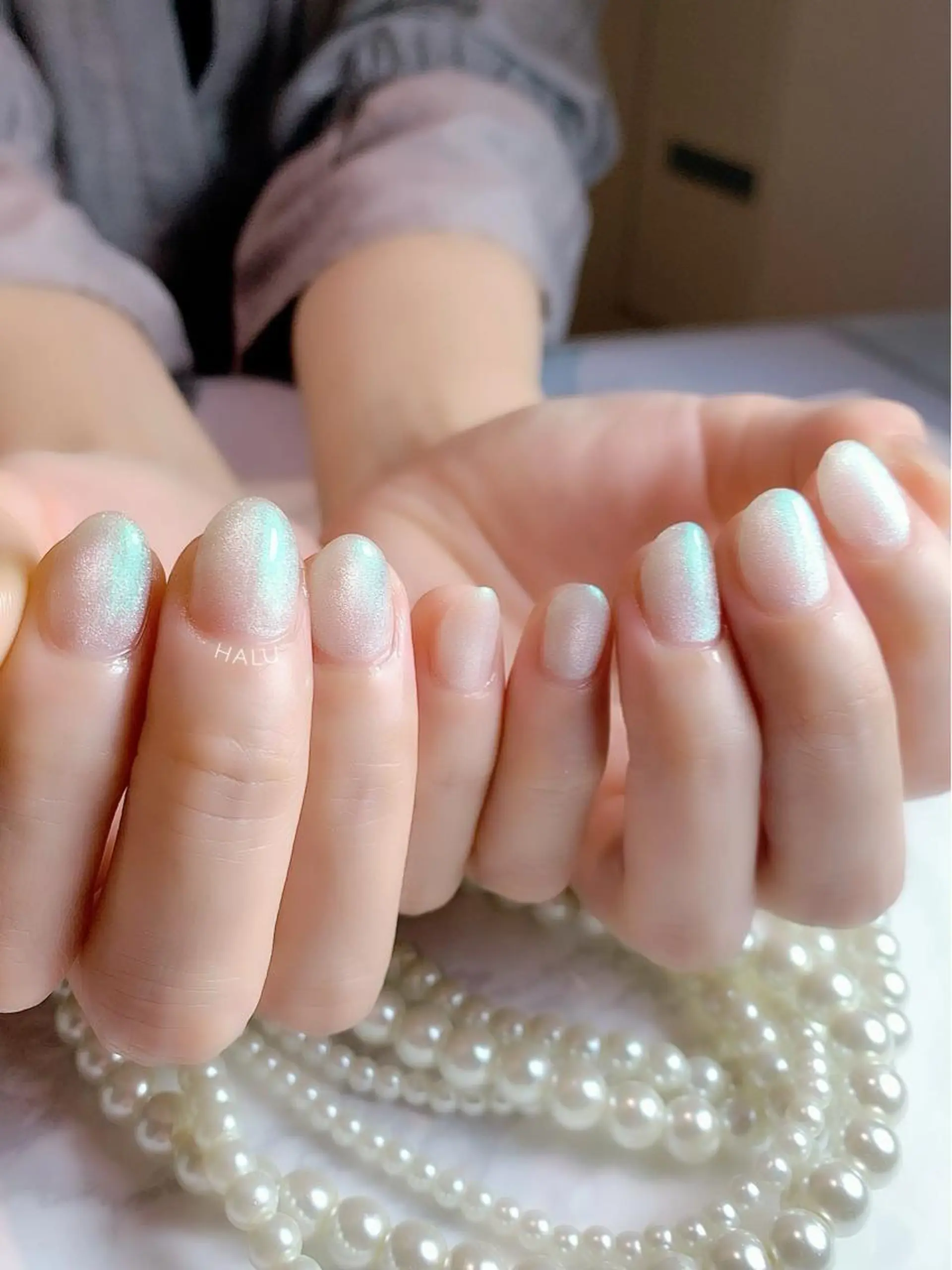 ネイル グリーン マグネットネイル HALU ハルのネイルデザイン