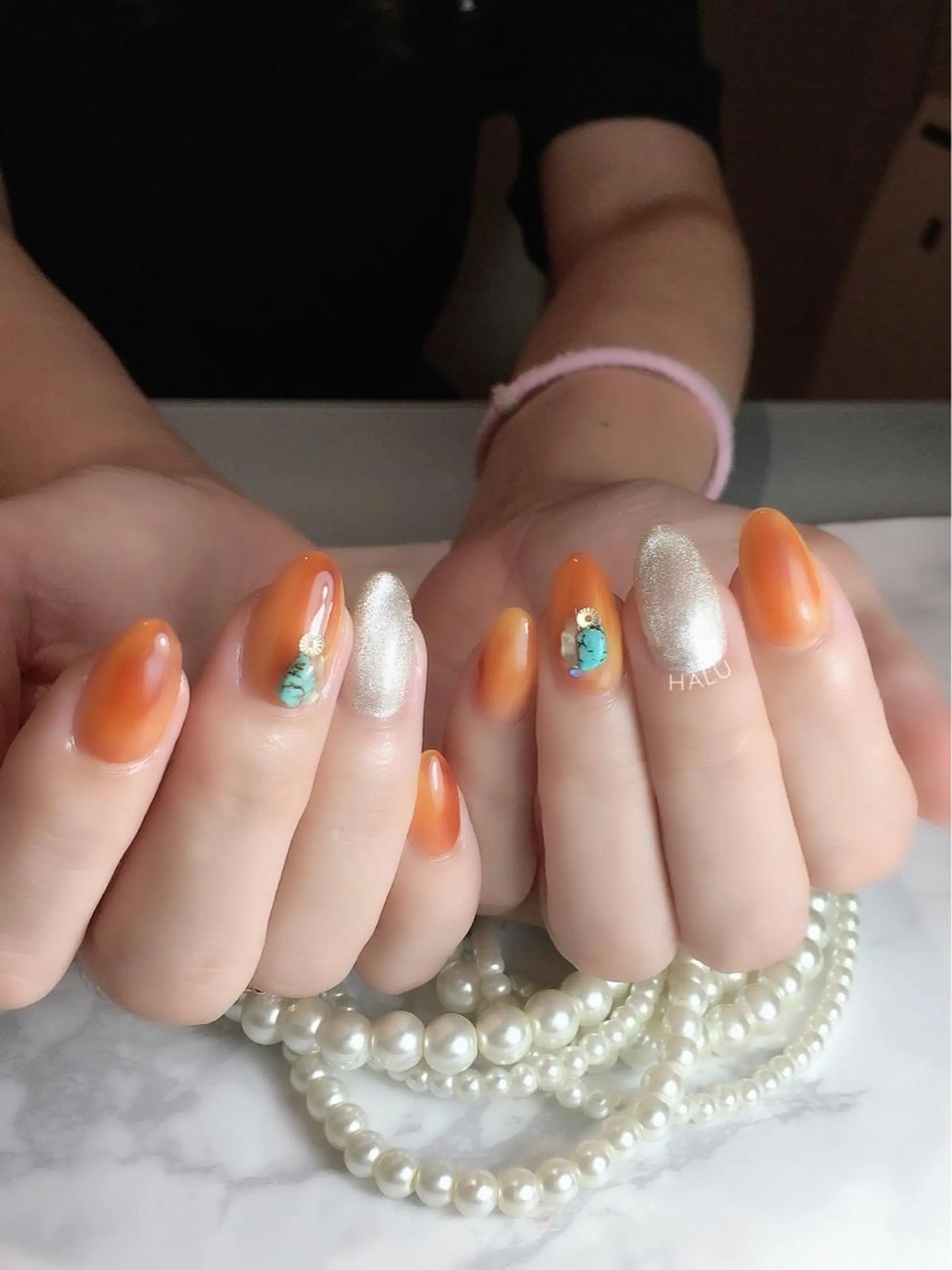 ネイル ニュアンスネイル オレンジ HALU ハルのネイルデザイン