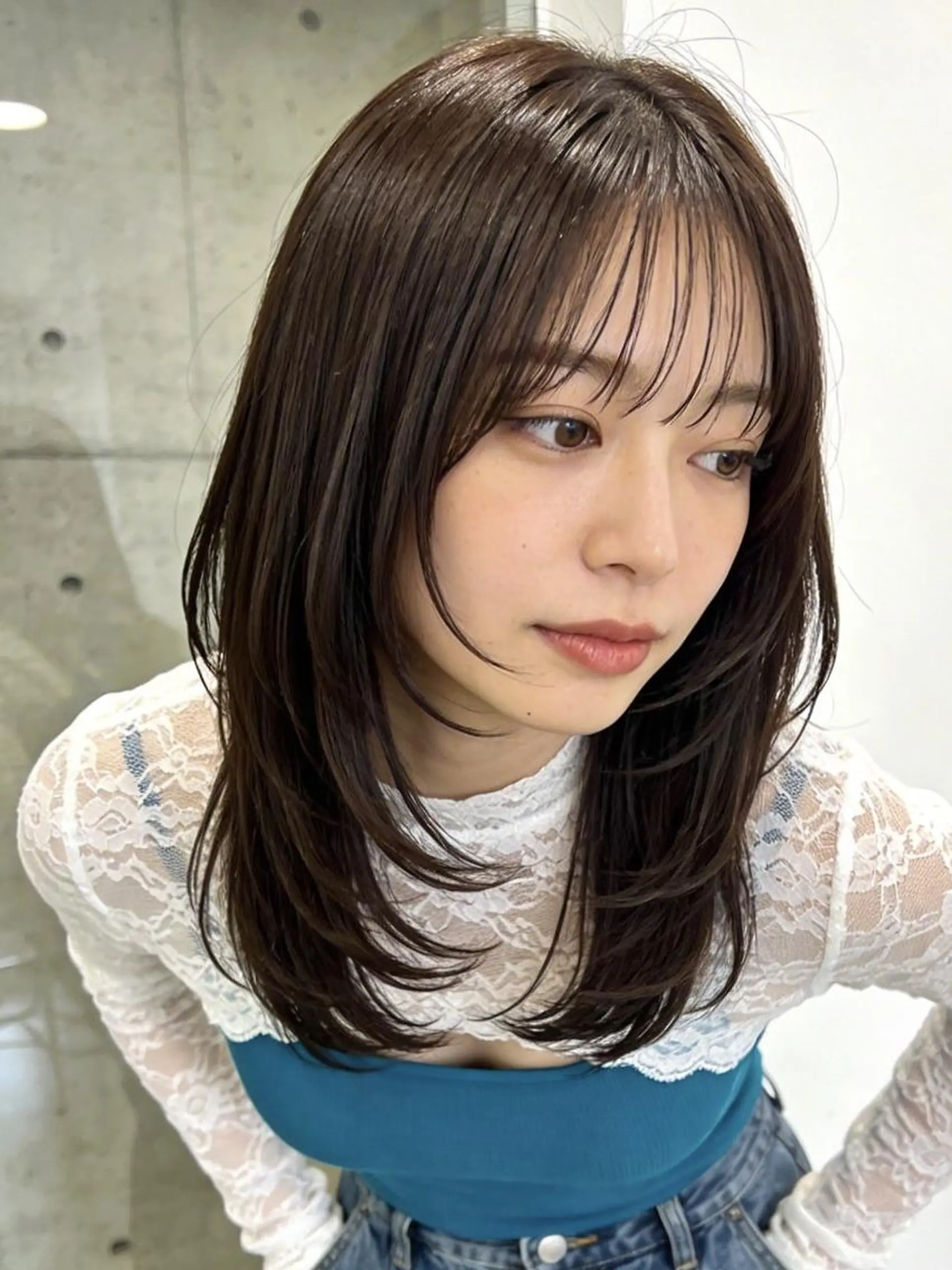 セミロング 髪質改善 レイヤーカット トリートメント カット ヘアカラー トリートメント 髪質改善/ハイライト カラー/似合わせ/涼のヘアスタイル