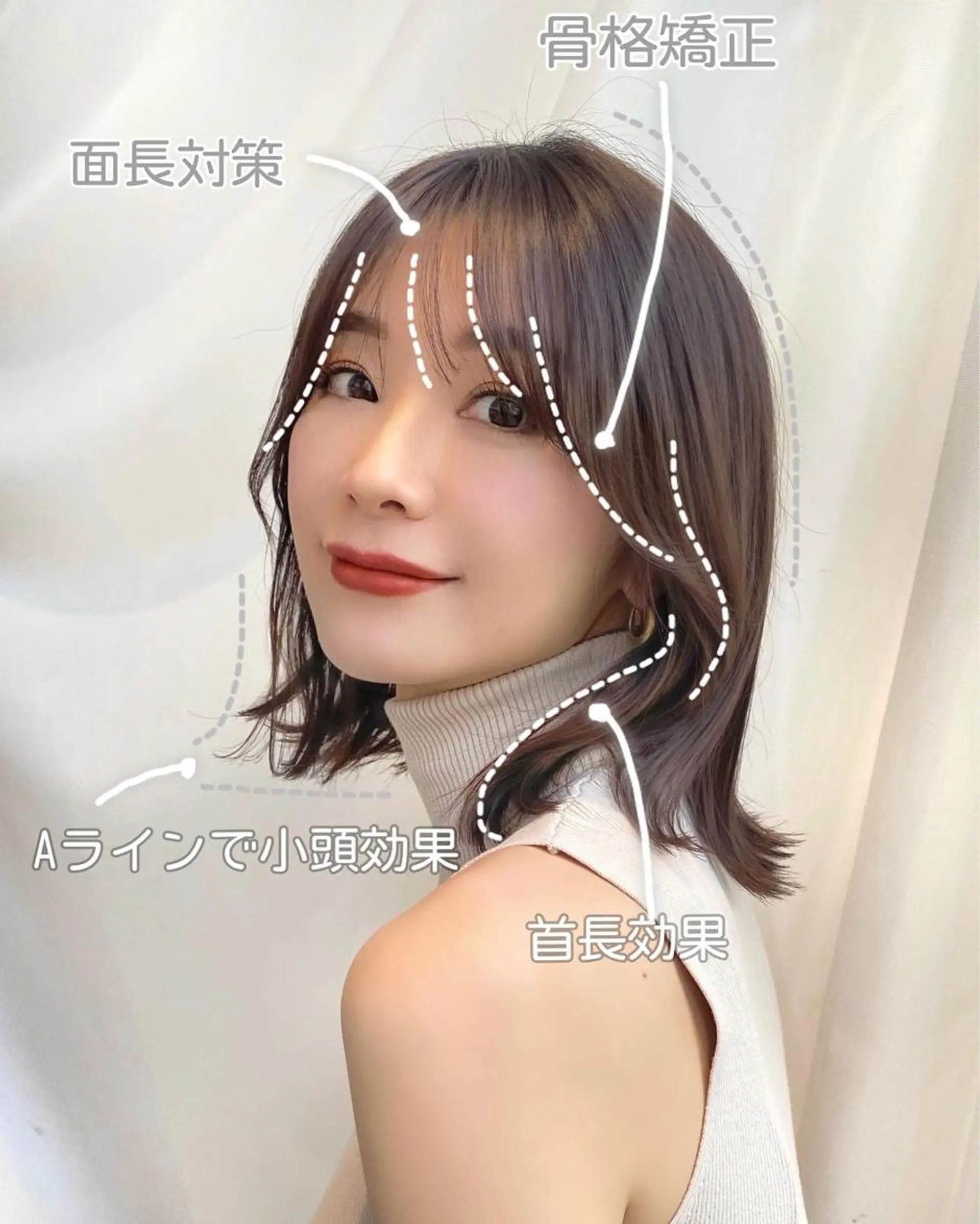 ミディアム カラー パーマ ヘアアレンジ 切りっぱなしボブ アディクシーカラー ブリーチ 透明感カラー イルミナカラー カット ヘアカラー トリートメント ヘアセット 小野寺瑞希 /最小顔カットのヘアスタイル