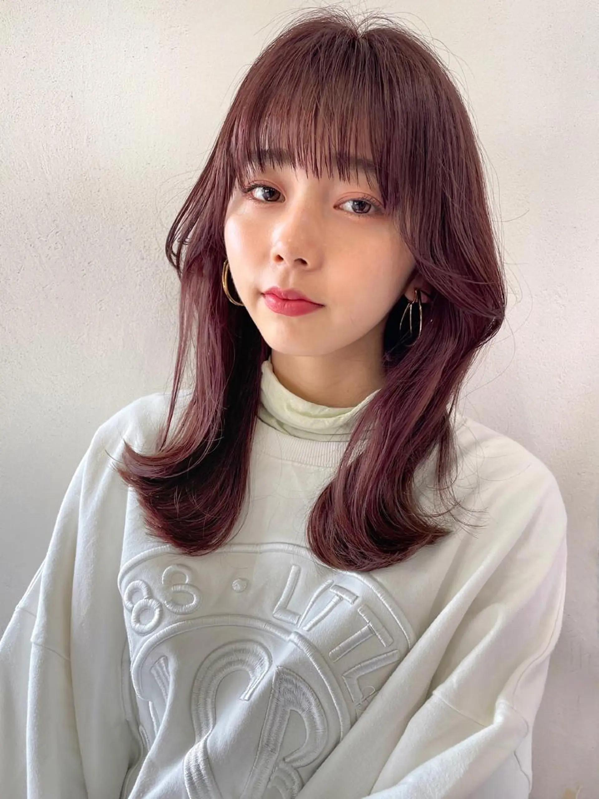 セミロング カラー ブラウンカラー カシス ラベンダーカラー ラベンダーピンク ピンクカラー 【韓国ヘア×透明感 カラー】笹谷 莉未のヘアスタイル