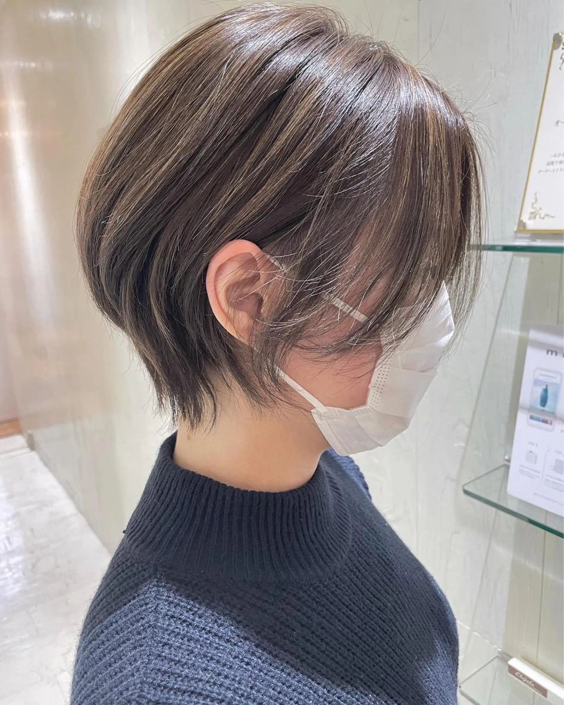 ショート カラー アッシュ ベージュカラー 透明感カラー ハイライトカラー 外国人風カラー カット ヘアカラー トリートメント 河合秀明/ショート /ボブ/レイヤーのヘアスタイル