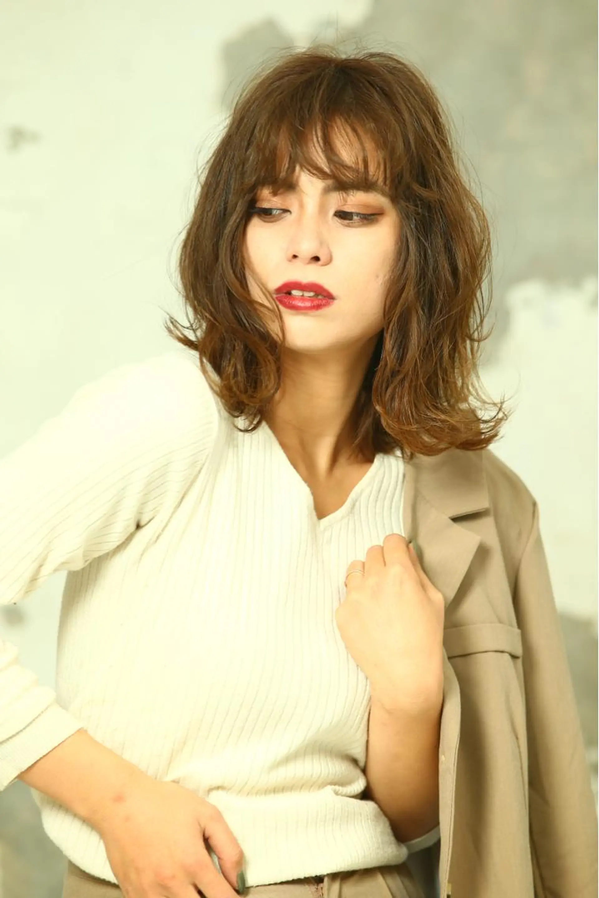 セミロング 外ハネヘア Lee 甲子園のヘアスタイル