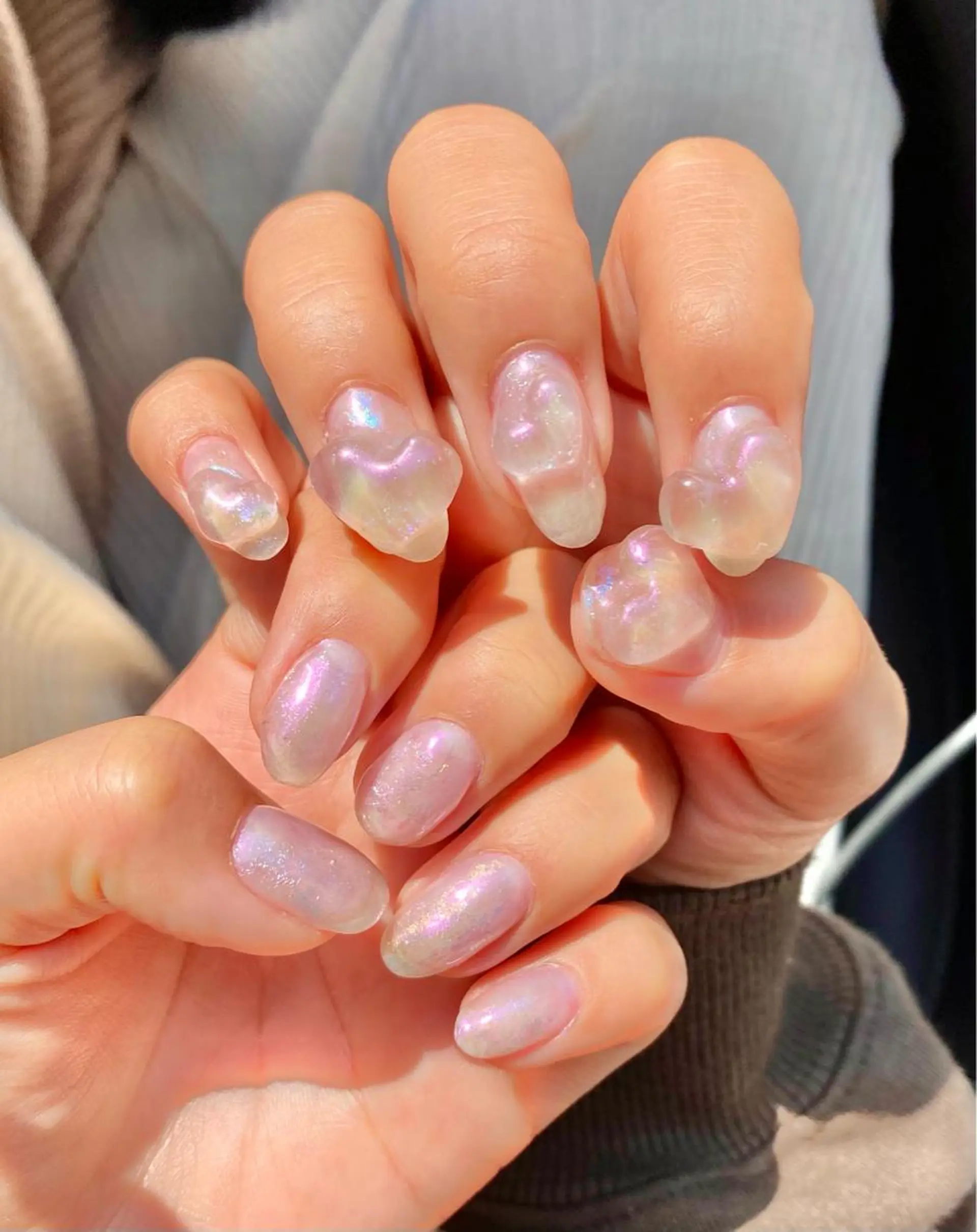 キッズ ネイル オーロラネイル クリアネイル ハート おうちネイルサロン RINAのその他イメージ