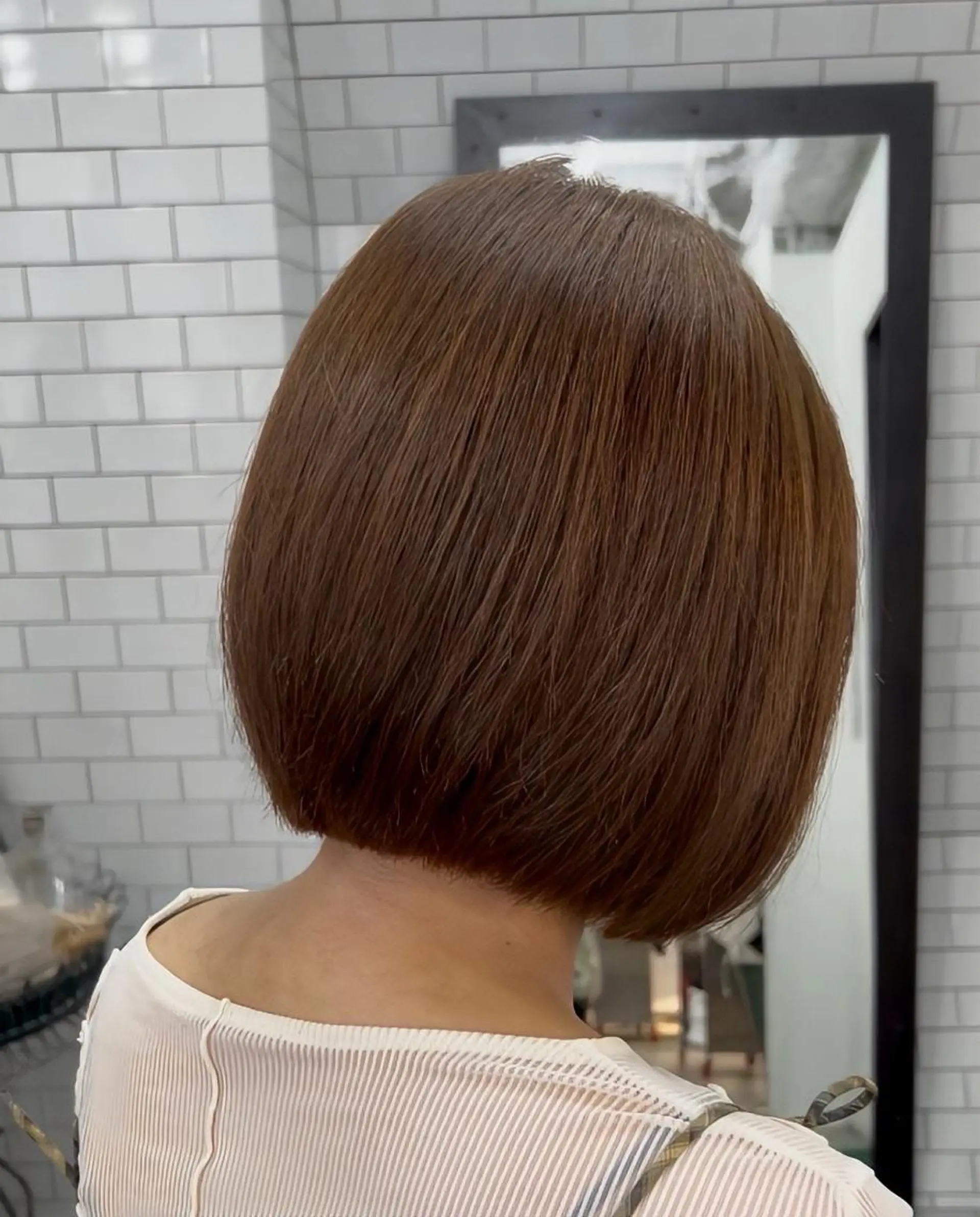ミディアム カラー ブリーチ ブリーチなしカラー ボブ カラーモデル　広島市 legareリン🧸のヘアスタイル
