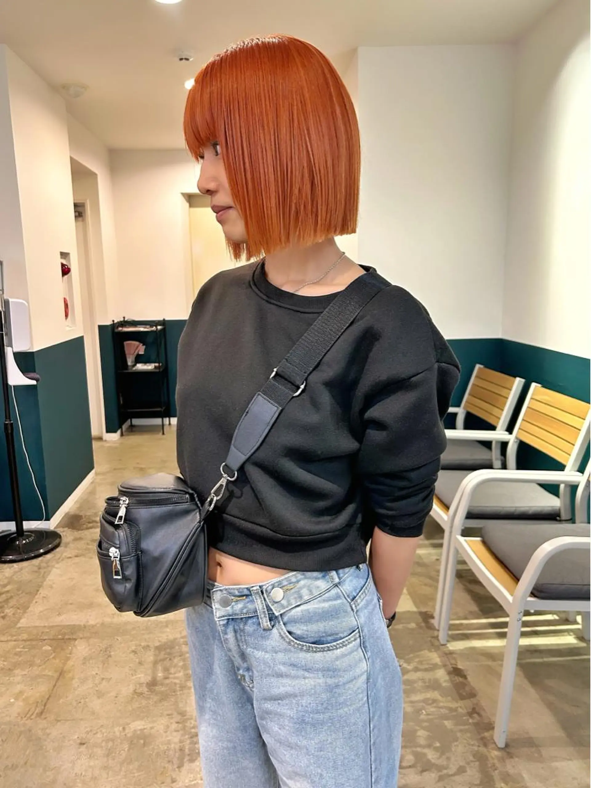 ショート カラー オレンジ ピンクカラー ボブ オン眉 カット ヘアカラー カラーリスト菅野 竜矢🌈のヘアスタイル