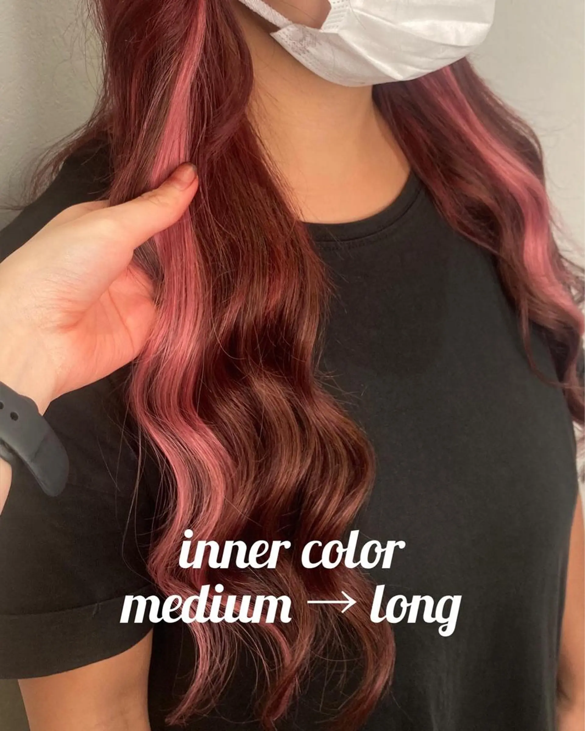 ロング カラー カシス レッドカラー ヘアカラー エクステ ENA💗NEXT /ハイトーンエクステのヘアスタイル