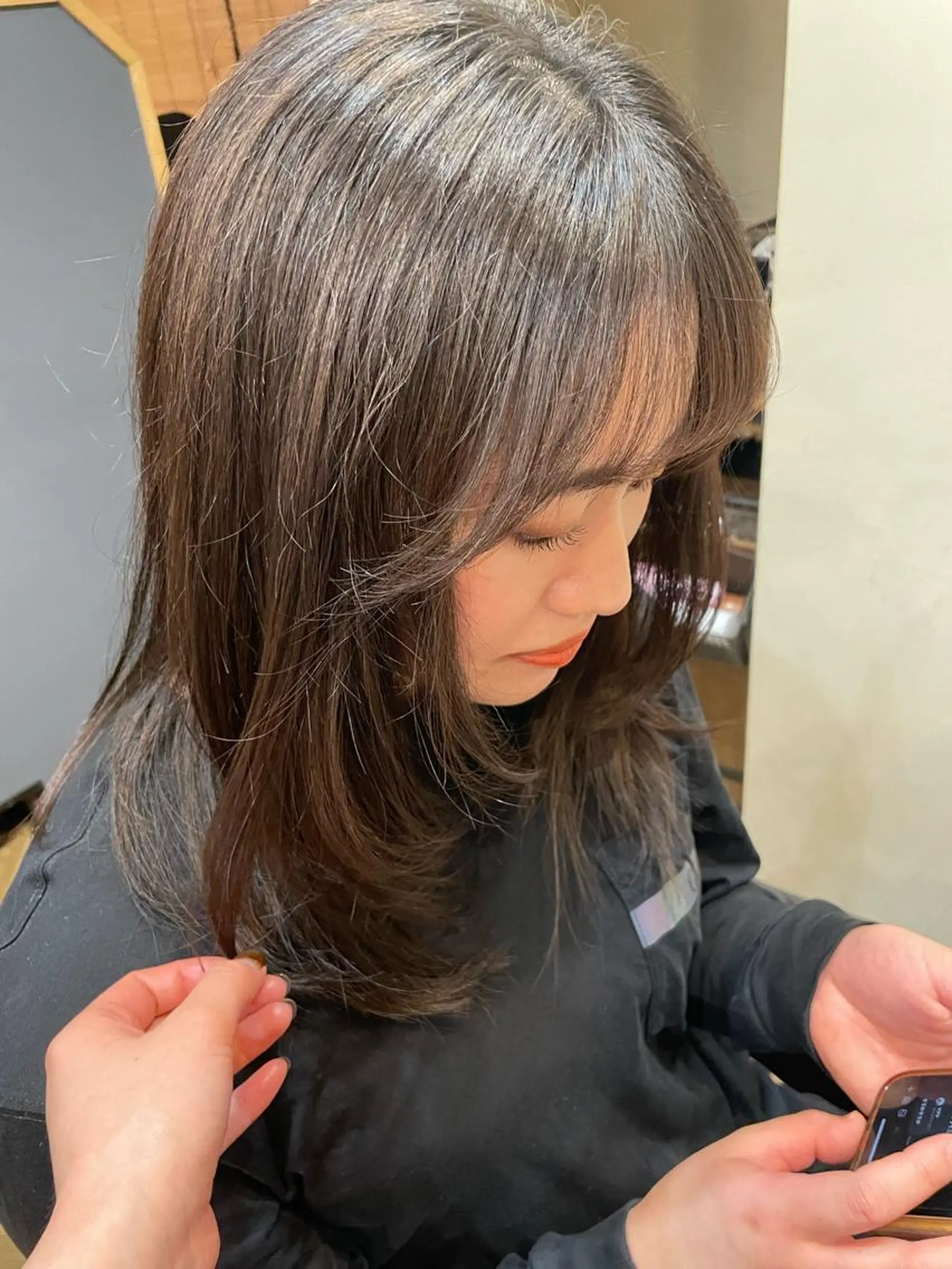 ロング 顔周りカット レイヤーカット 鎌取/透明感カラー /ボブ/顔まわりのヘアスタイル