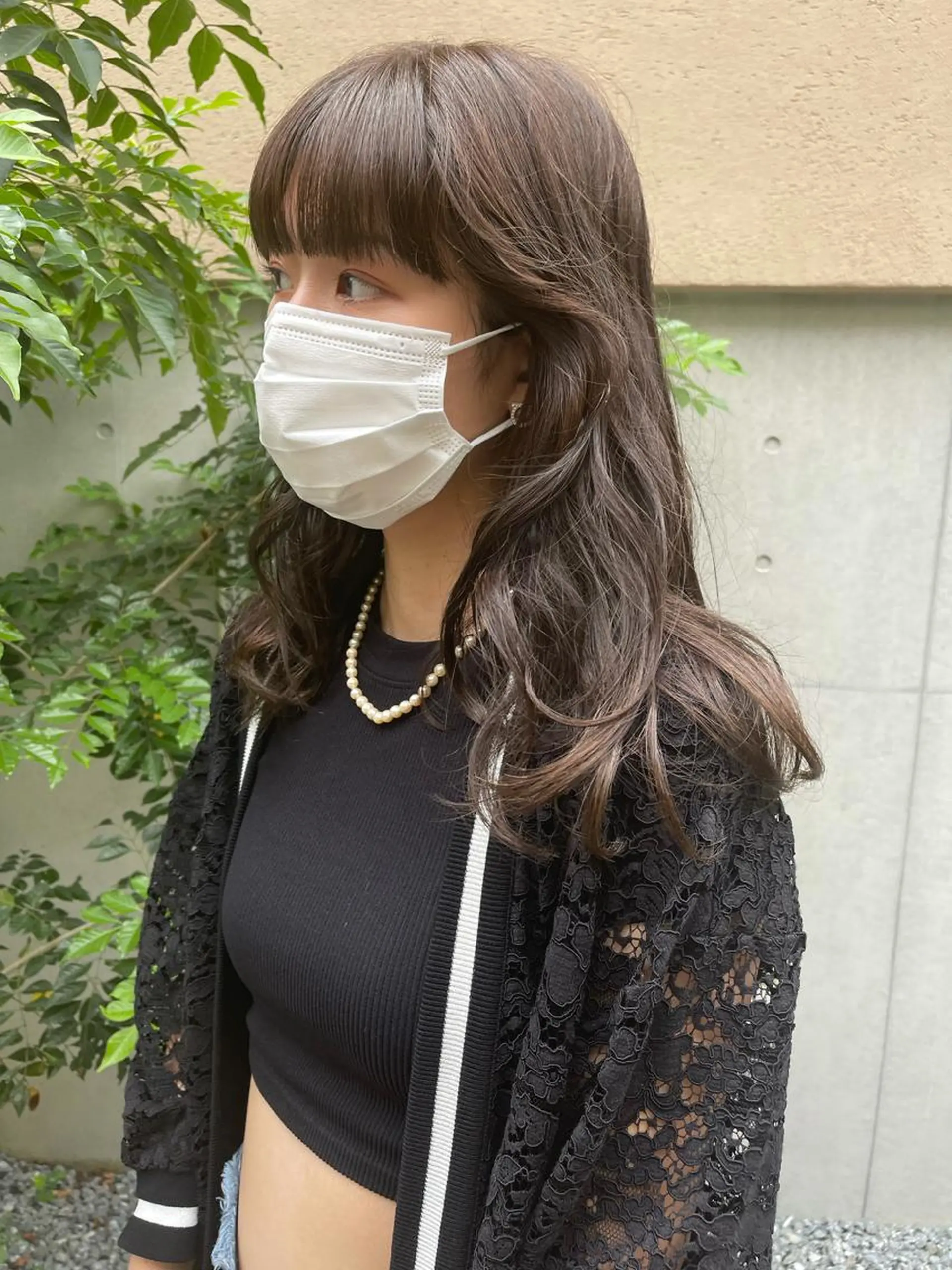 セミロング カラー ベージュカラー オリーブベージュ ラベンダー/レイヤー スタイル🤎mamiのヘアスタイル