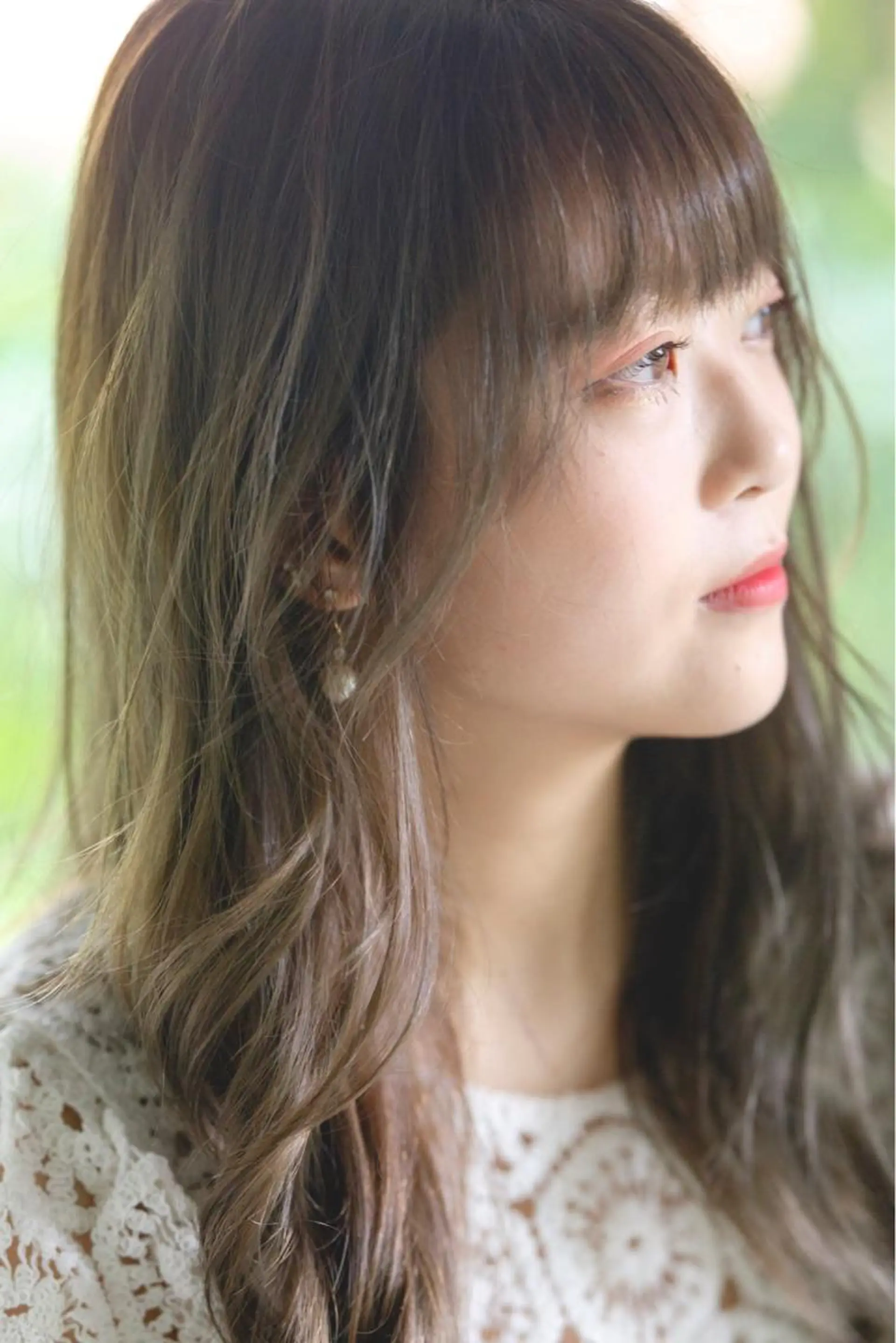 ロング カラー ベージュカラー 透明感カラー オリーブベージュ 太田ありさ クリーミーヘアカラーのヘアスタイル