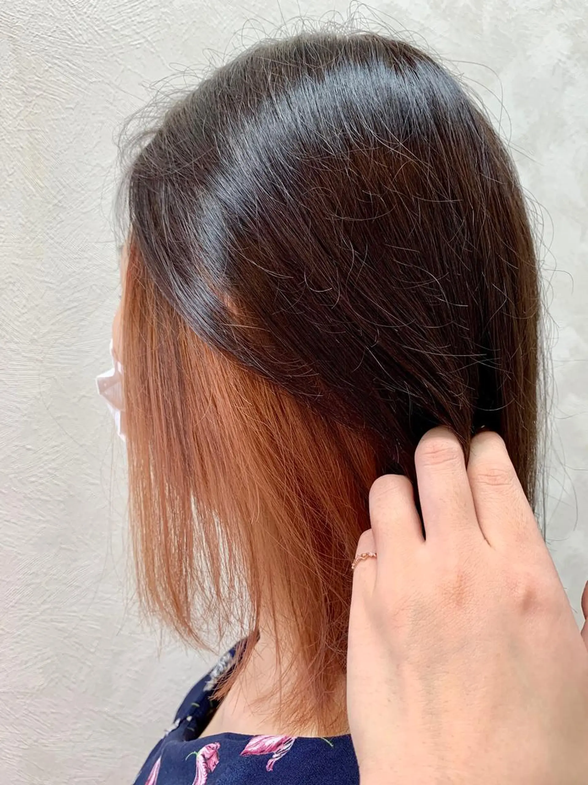 ミディアム カラー ブラウンカラー インナーカラー オレンジ オレンジブラウン カット ヘアカラー トリートメント 加藤 遥花のヘアスタイル