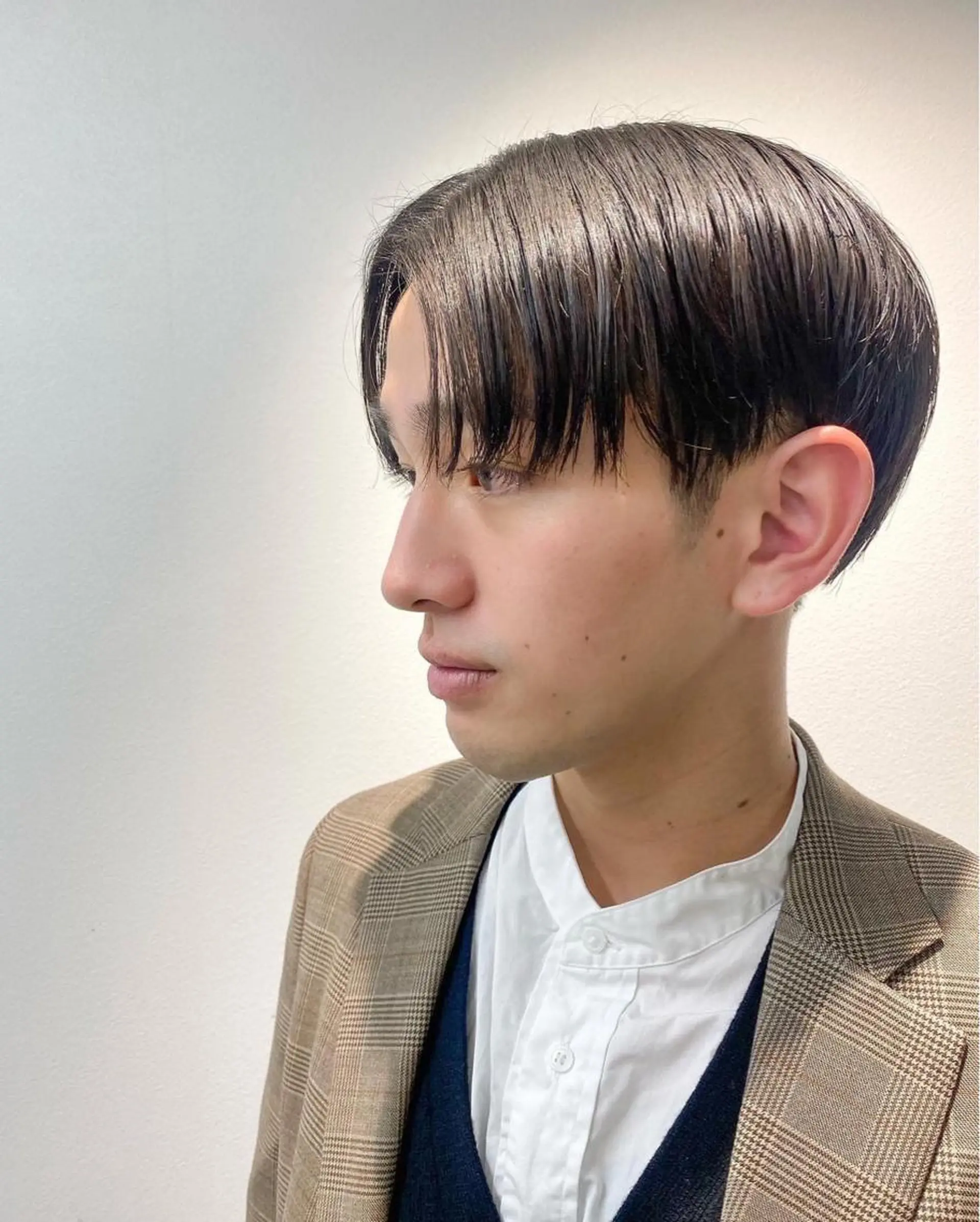 メンズ センターパート メンズ韓国風 マッシュ カット 海外ヘア／レイヤー カットNatsuのヘアスタイル