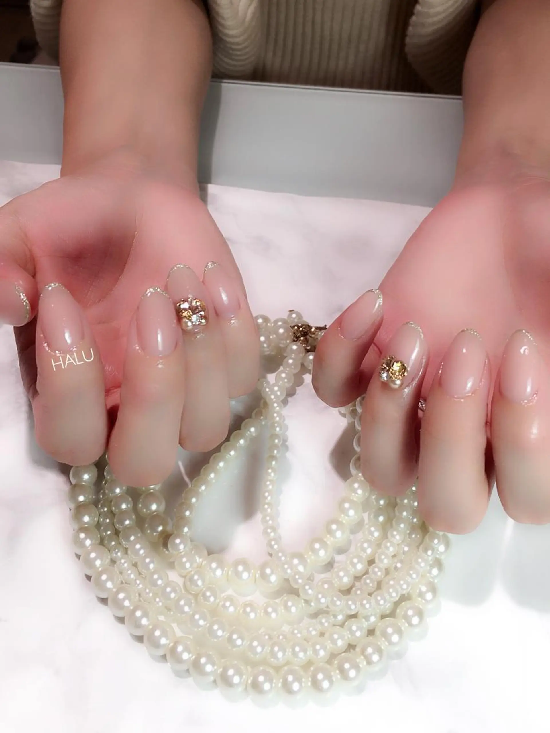 ネイル フレンチネイル ゴールド ピンク HALU ハルのネイルデザイン