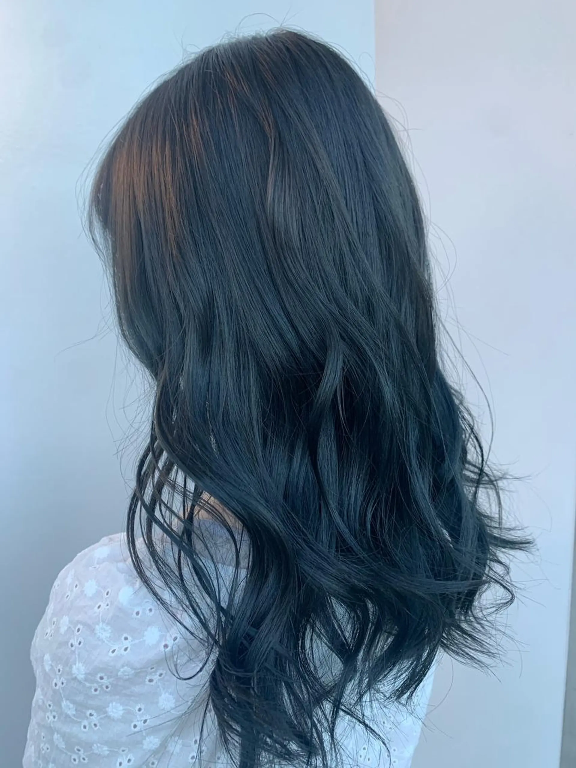 セミロング カラー 黒髪 ブリーチ ブルーカラー ブルーブラック ブリーチなしカラー カット ヘアカラー トリートメント 中目黒🌼 🌼ハナのヘアスタイル