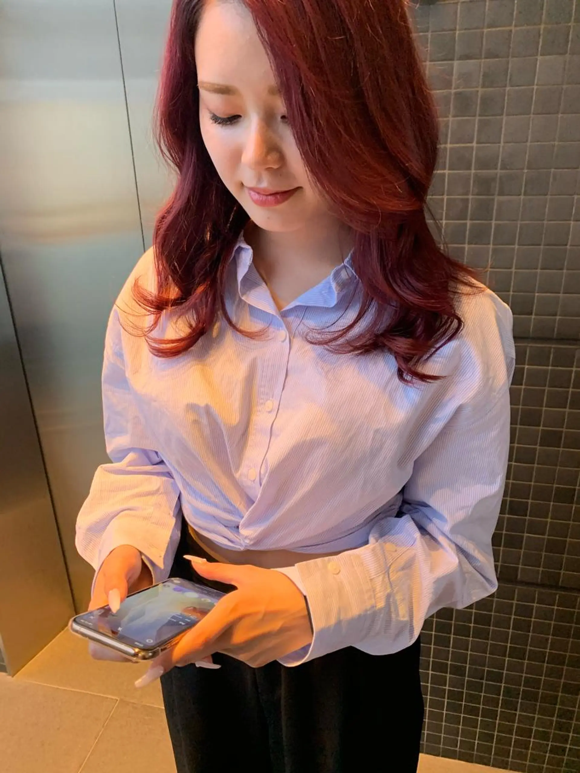 セミロング カラー ピンクカラー 髪質改善サロン 心斎橋ARCHEのヘアスタイル