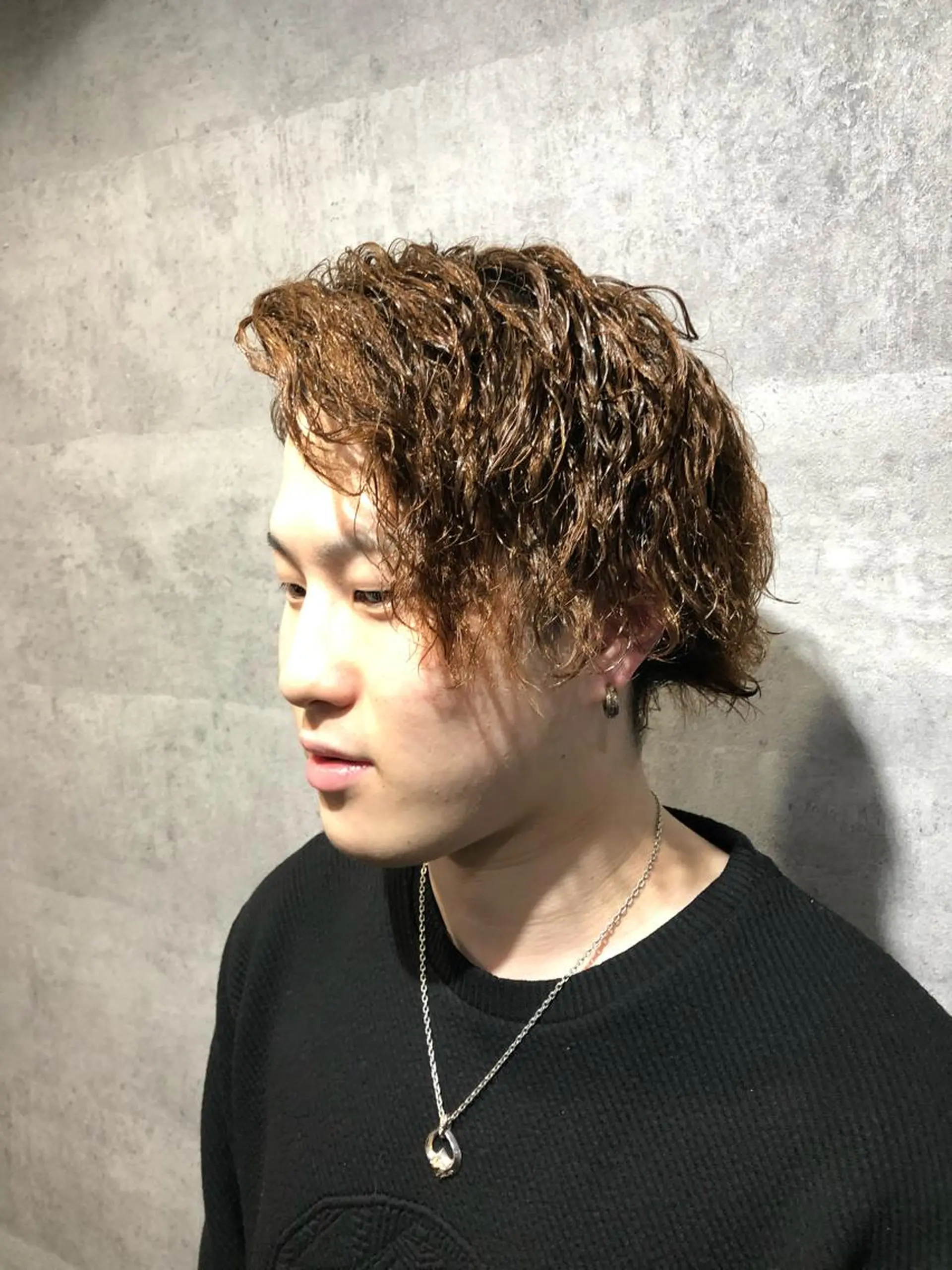 セミロング カラー パーマ ヘアアレンジ メンズ カット パーマ ヘアセット 中西 将斗のヘアスタイル