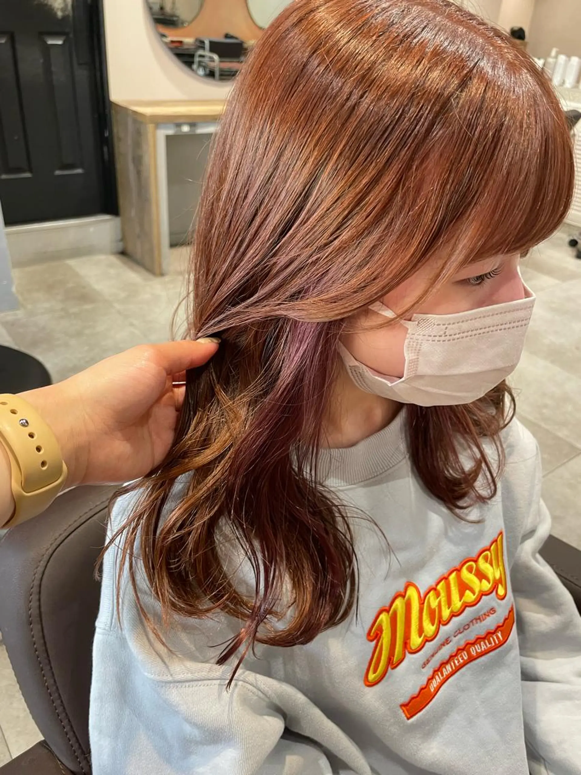 セミロング カラー イヤリングカラー ピンクカラー ヘアカラー トリートメント 💐パーソナルカラー /市橋加菜💐のヘアスタイル