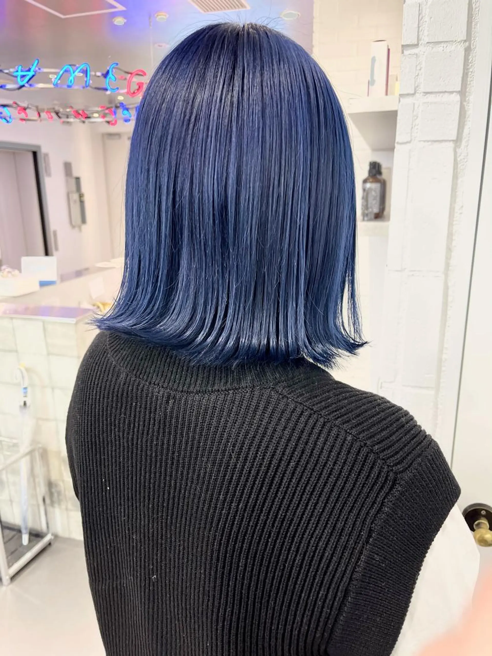 ショート カラー 切りっぱなしボブ ブルーカラー ネイビーカラー ボブ カット ヘアカラー トリートメント 🌈game🌈 下北沢店のヘアスタイル