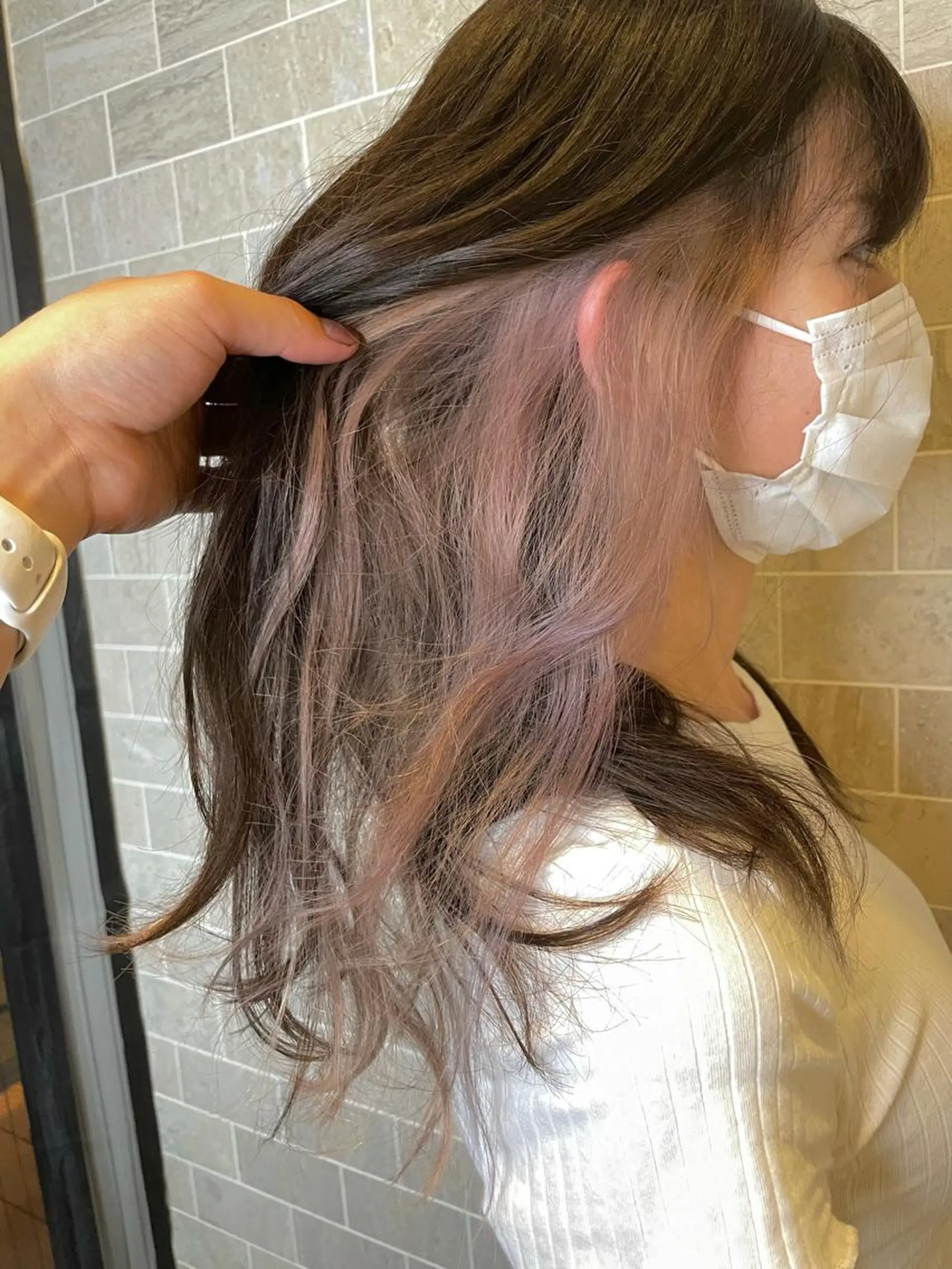 ロング ヘアカラー ブリーチ毛矯正.髪質 改善.髪にドラマをのヘアスタイル