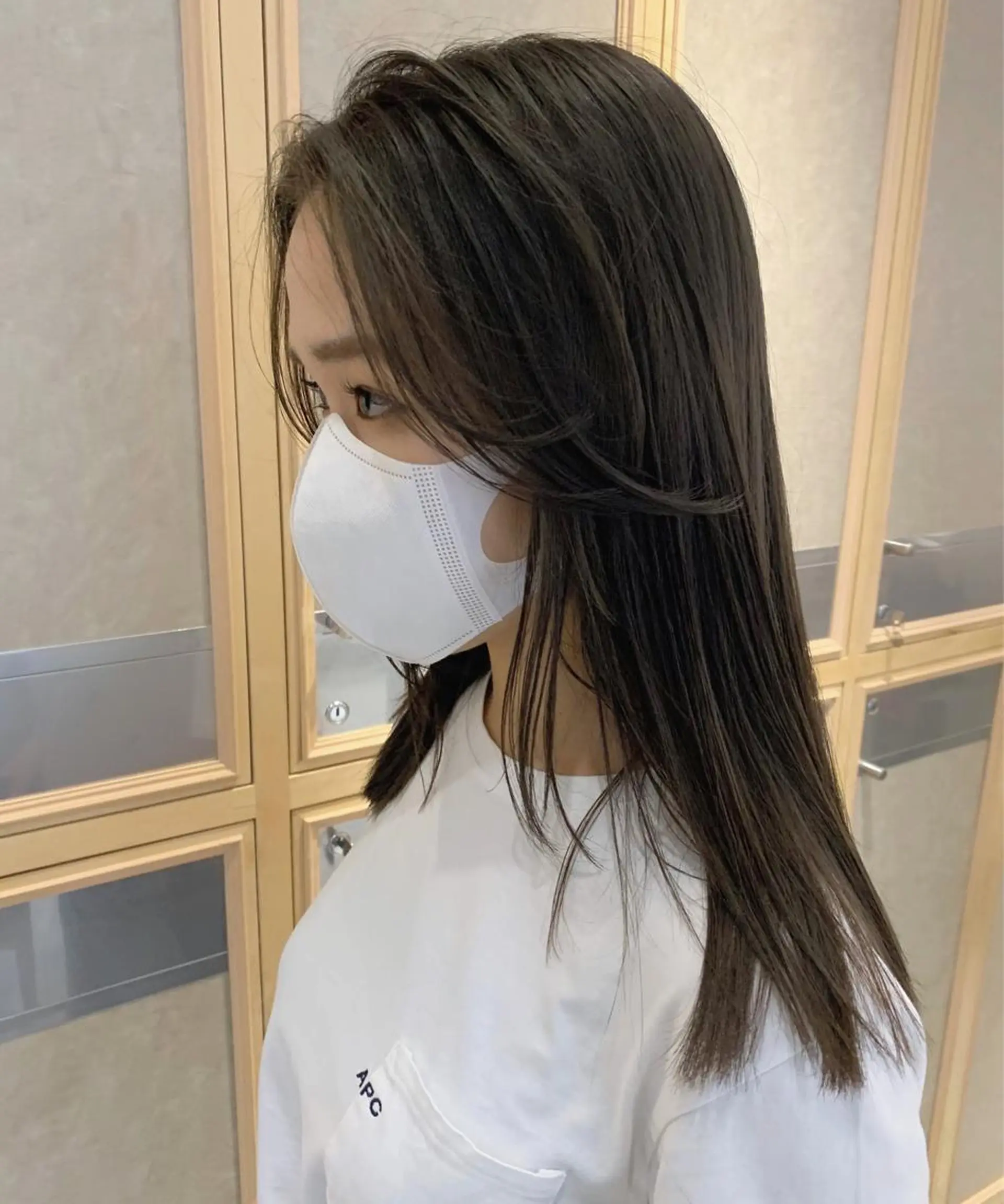 ミディアム カラー ブリーチ グレージュ ブリーチなしカラー オリーブグレージュ オリーブグレー チバ タクミのヘアスタイル