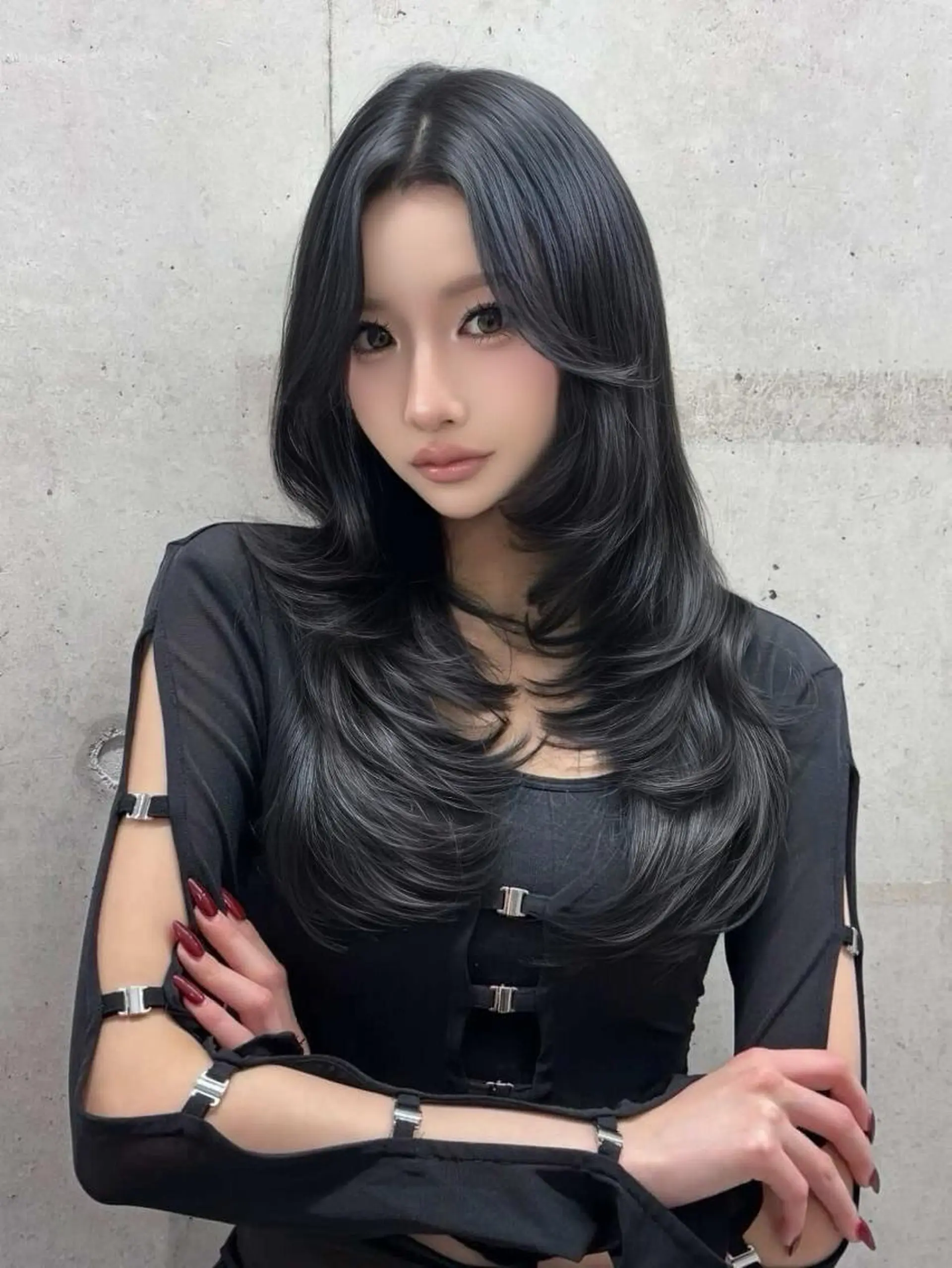 カラー ロング 透明感カラー グレージュ ハイレイヤー レイヤーカット ヘアカラー トリートメント 韓国ヘア💖Wカラー 💖透明感カラー💖のヘアスタイル