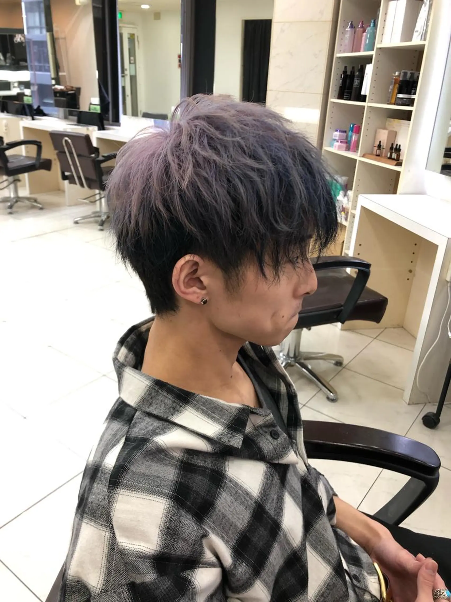 ショート カラー メンズ ツートーンカラー レイヤーカット 艶髪/西尾 幸樹のヘアスタイル