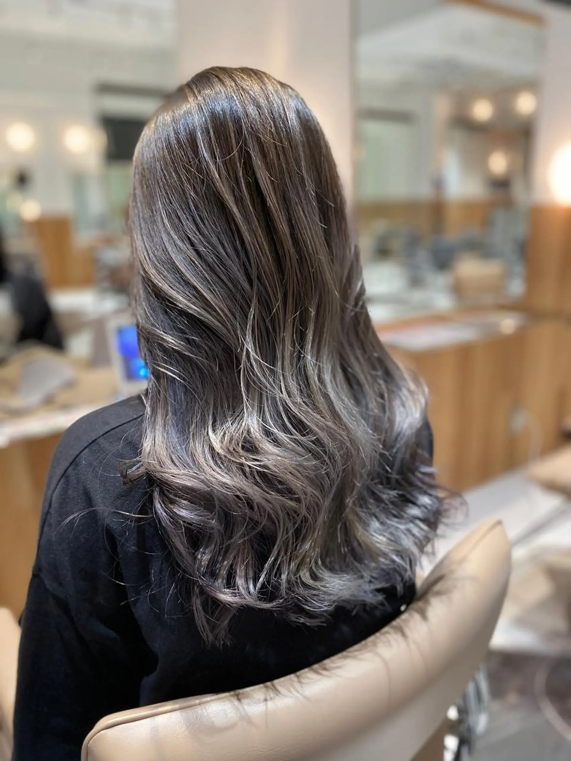 ロング カラー アッシュ バレイヤージュ レイヤーカット カット ヘアカラー ボブ/ハイトーン 福生Radix 下田のヘアスタイル